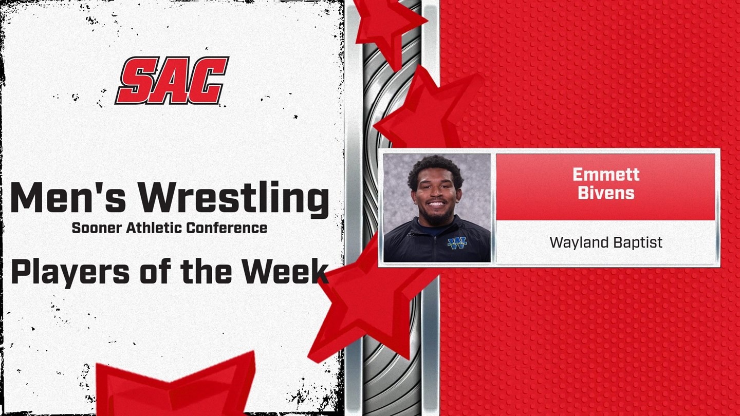 Emmett Bivens SAC Men's Wrestler of the Week Graphic
