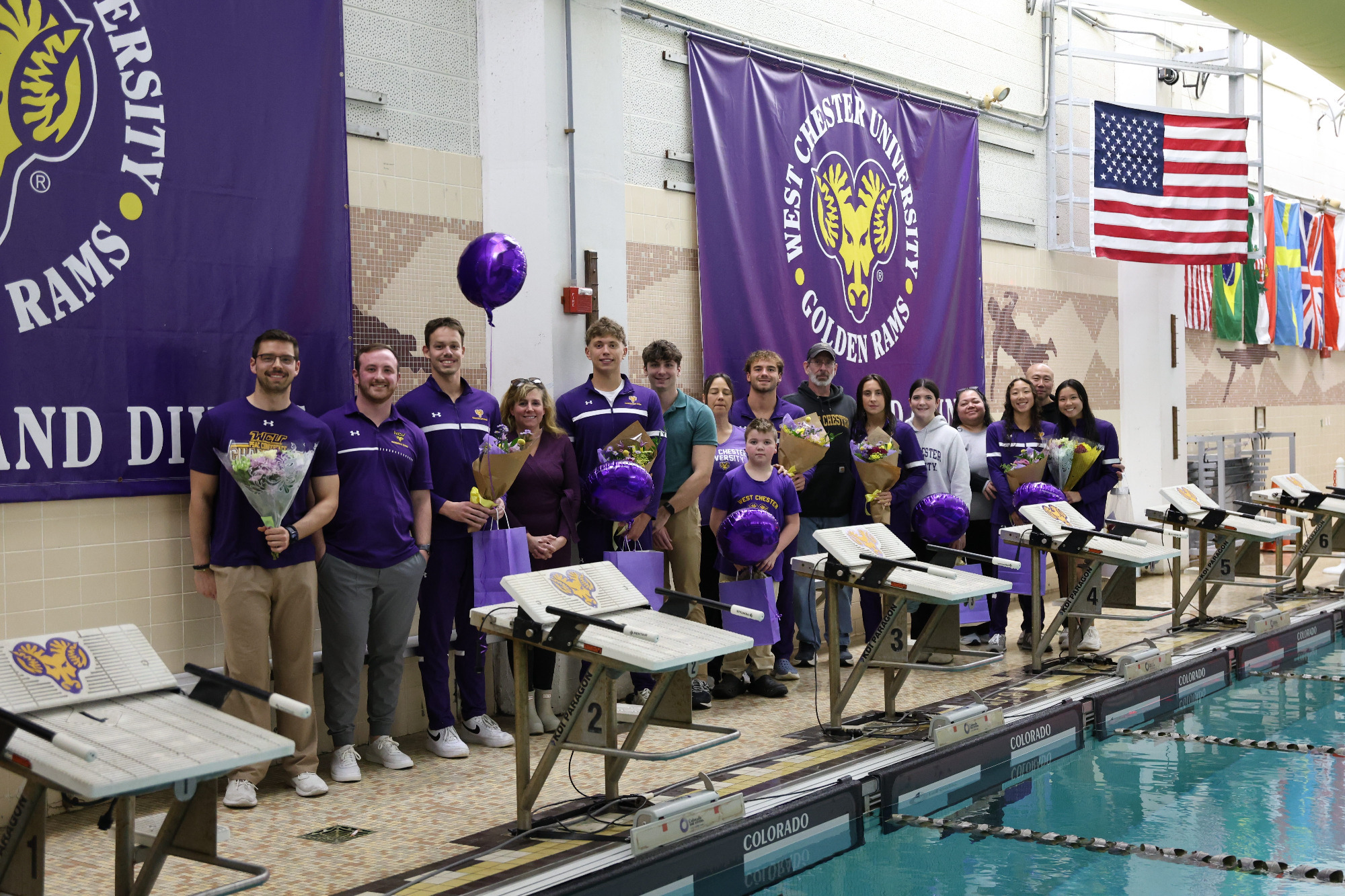 West Chester Swimming Seniors on the pool deck
