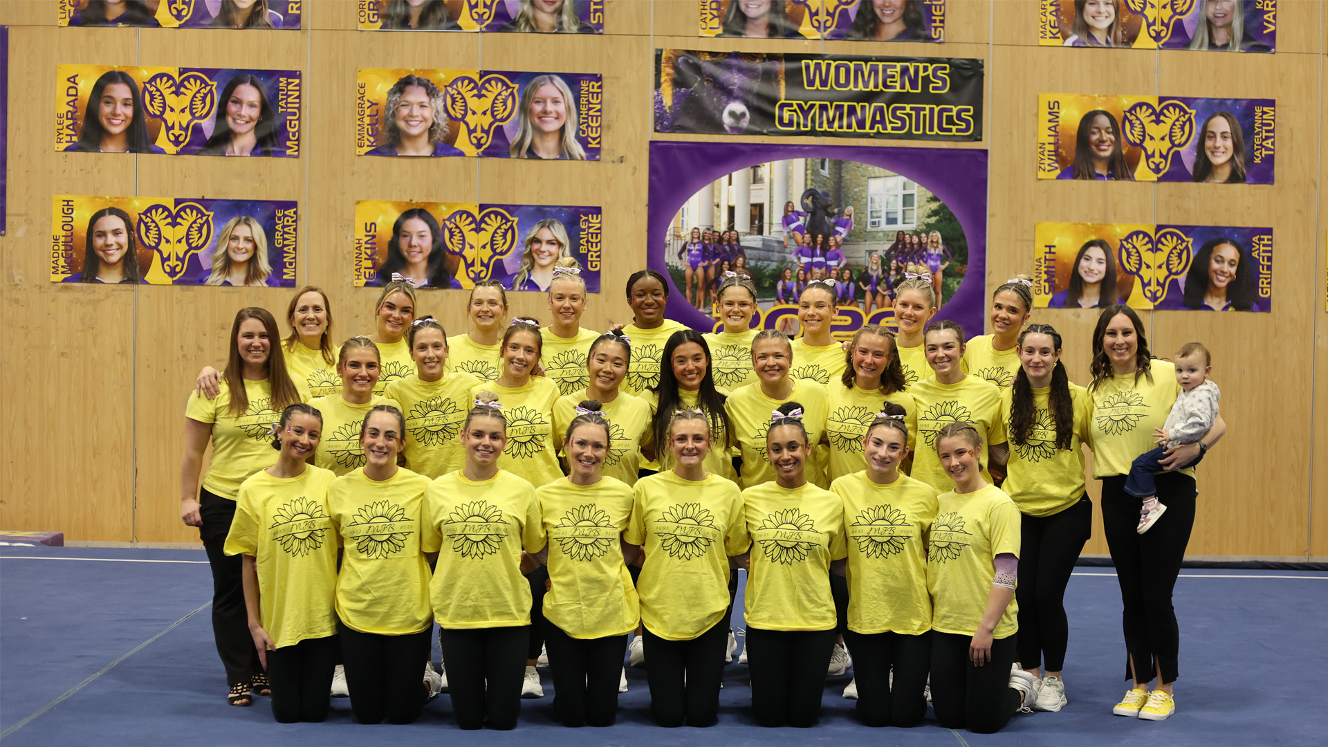 WCU Gymnastics Team Photo wearing Meghan Brannon Memorial T-Shirts