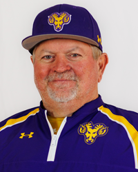 John Fleming Head Shot Assistant Coach Purple Batting Practice Warmup and Purple Hat
