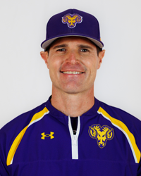 Mike LaRosa Head Shot Head Coach Purple Batting Practice Warmup and Purple Hat