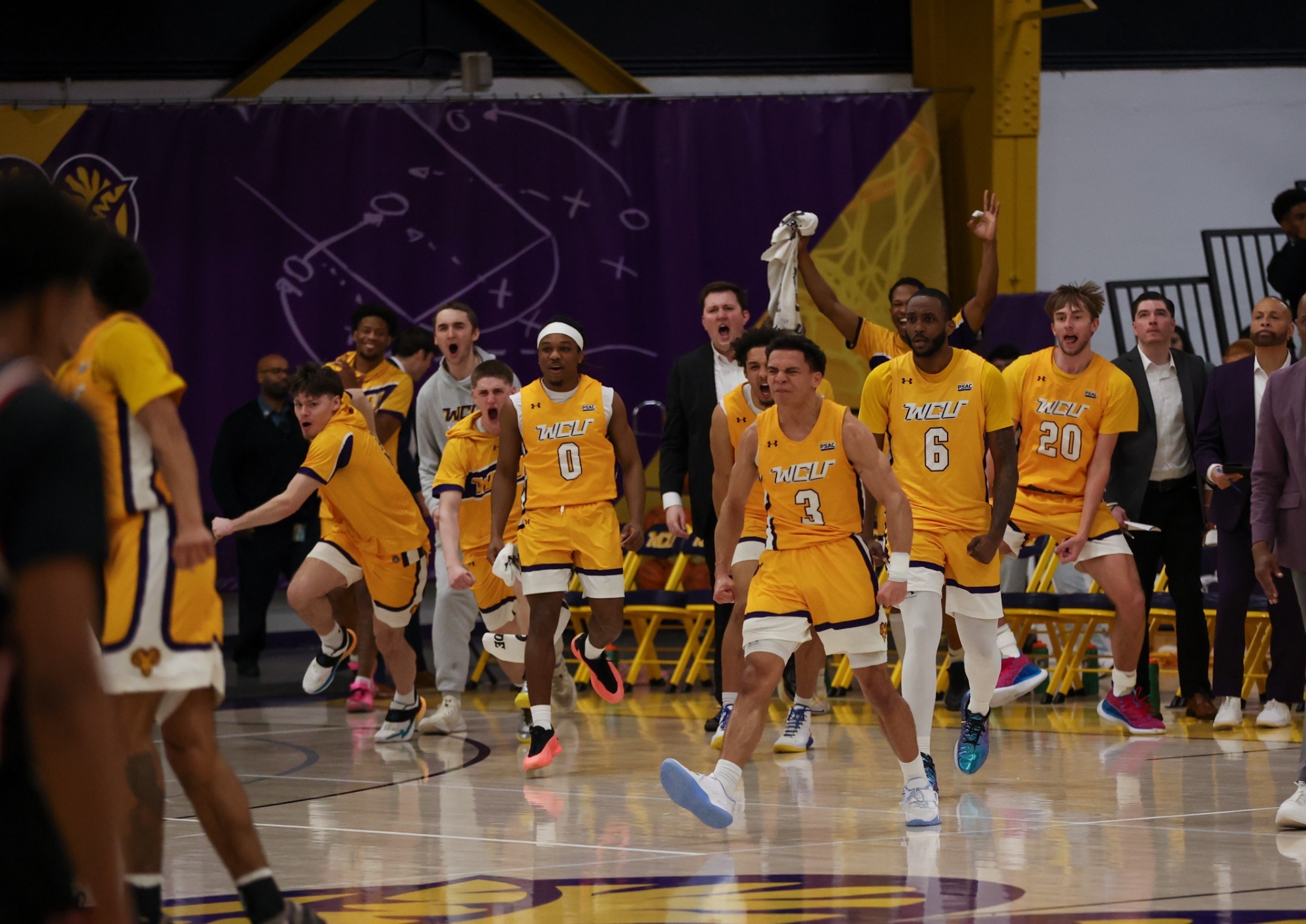Men's Basketball Celebrates in 95-87 Victory over ESU in Hollinger on 2-28-26