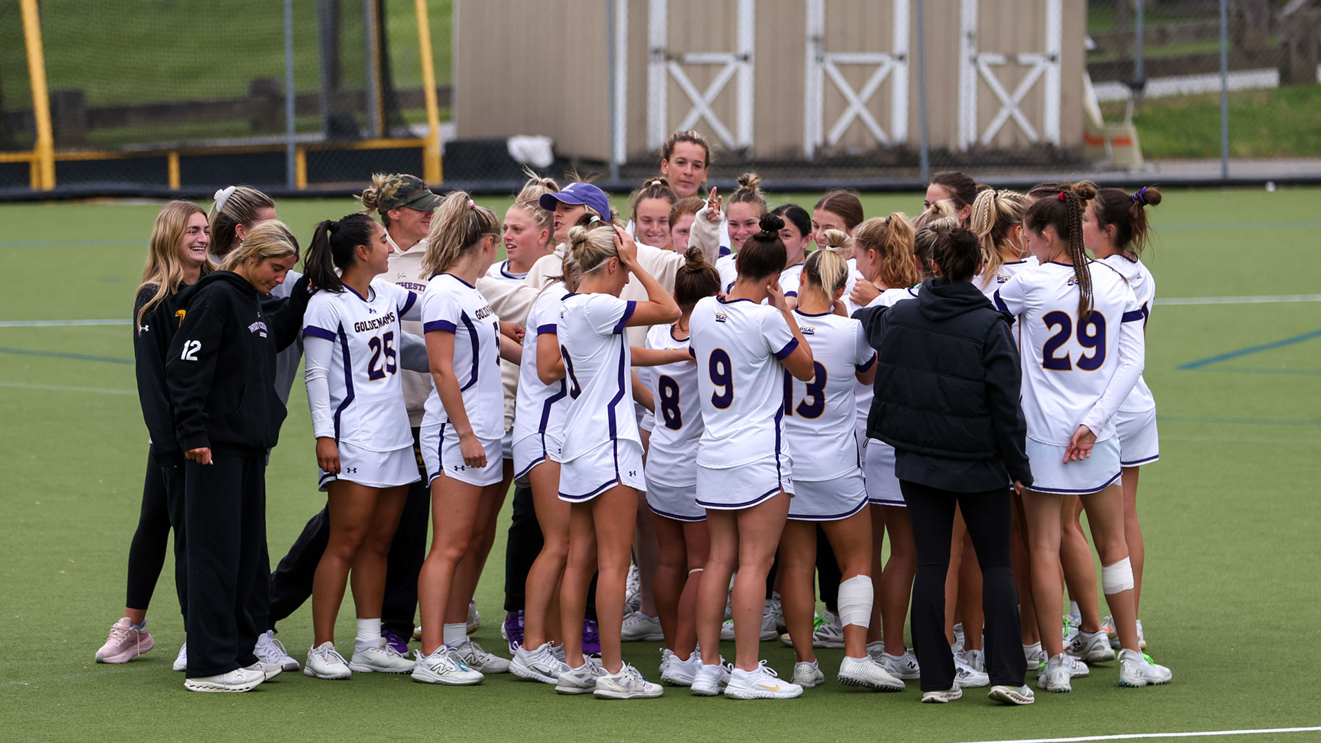 WCU Women's Lacrosse team huddle in Tuesday's PSAC Quarterfinal vs IUP