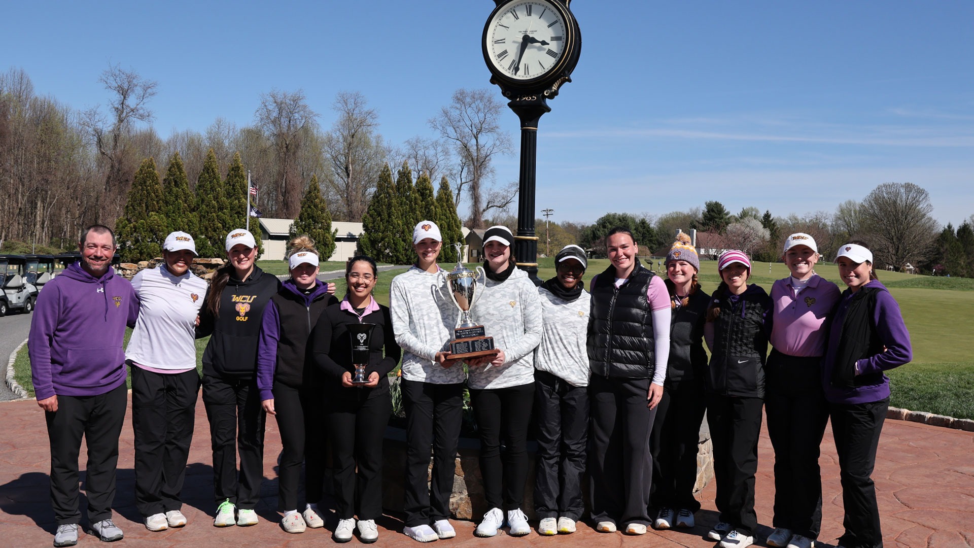  WOMEN'S GOLF TEAM POSES WITH DR. EDWIN B. COTTRELL TROPHY AT PENN OAKS GOLF CLUB