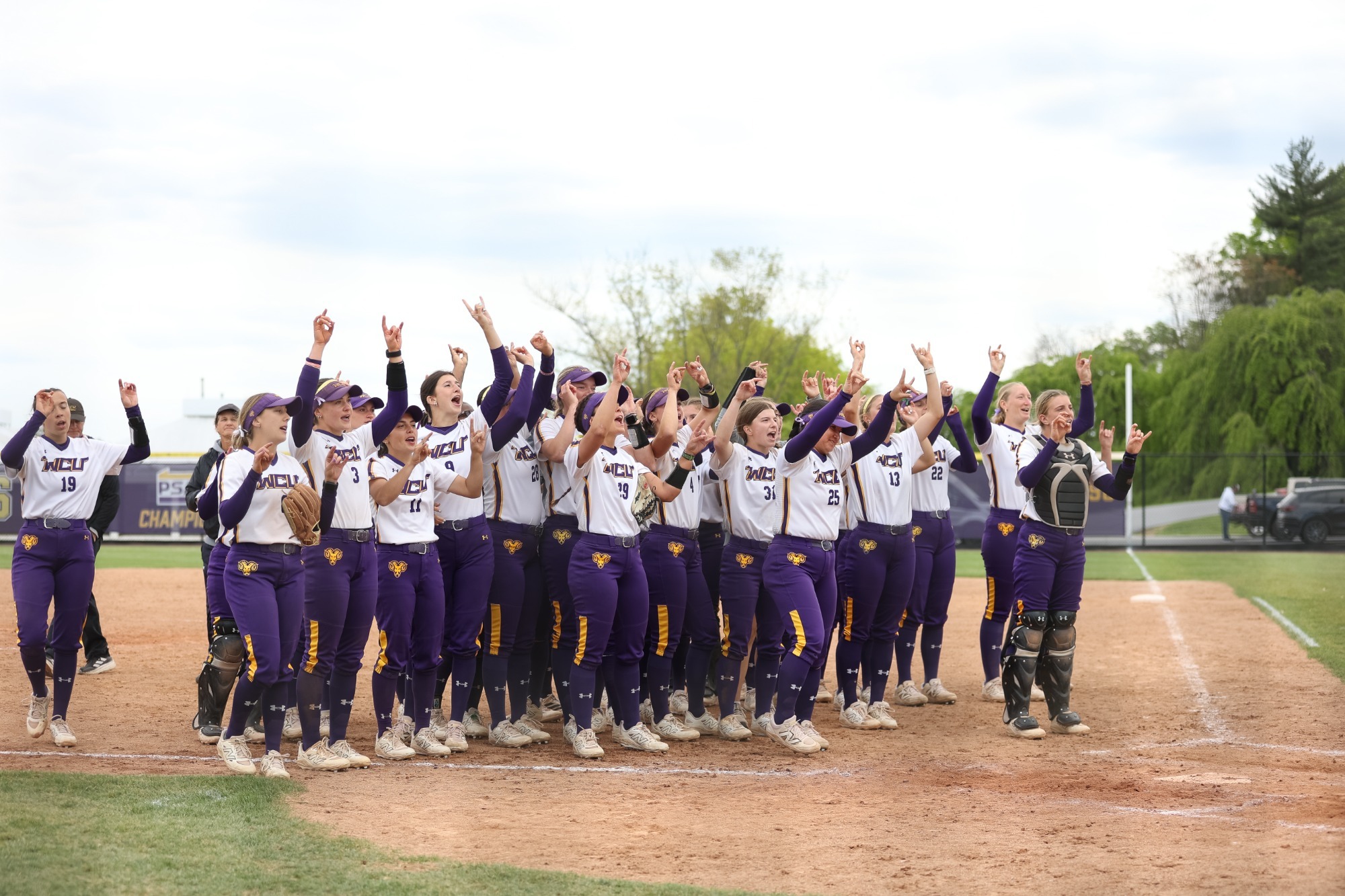 WCU Softball team salutes its fans after home finale sweep of Bloomsburg on Saturday, May 2