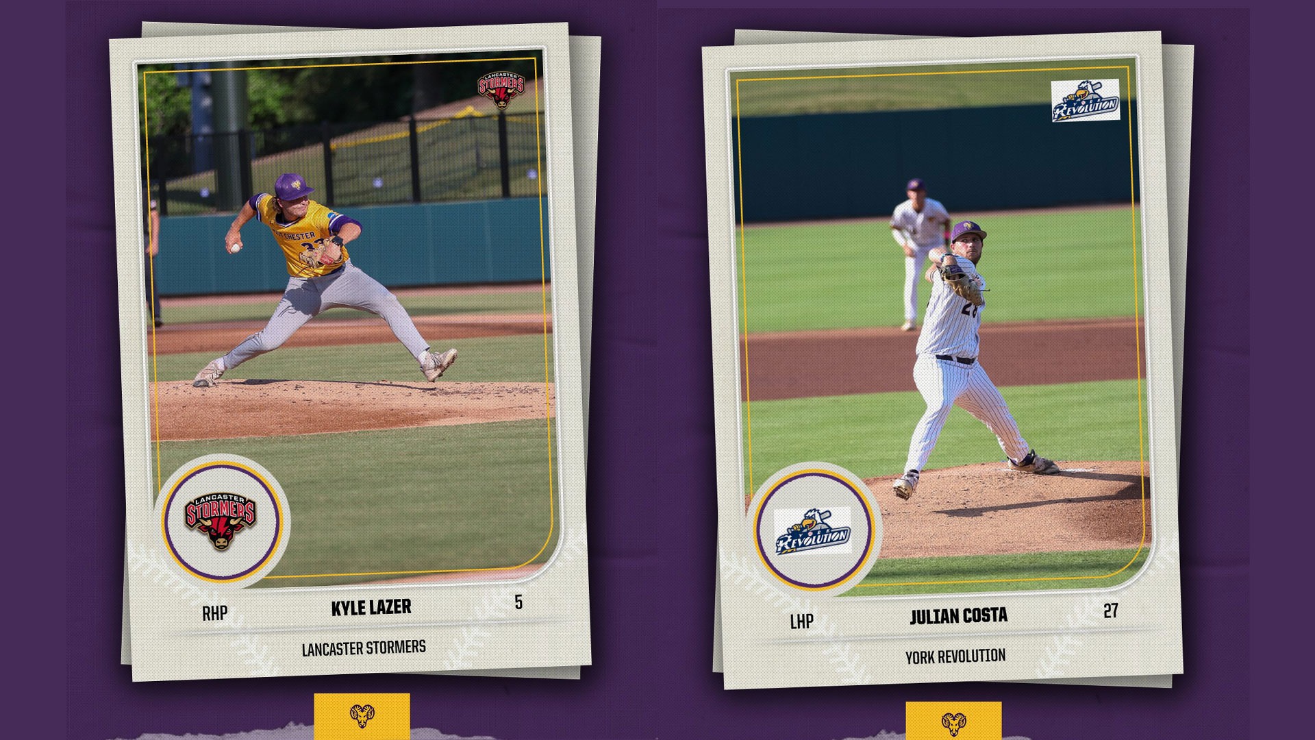 GRAPHIC ANNOUNCING THE SIGNING OF KYLE LAZER (LANCASTER STORMERS) AND JULIAN COSTA (YORK REVOLUTION) TO ALPB CONTRACTS