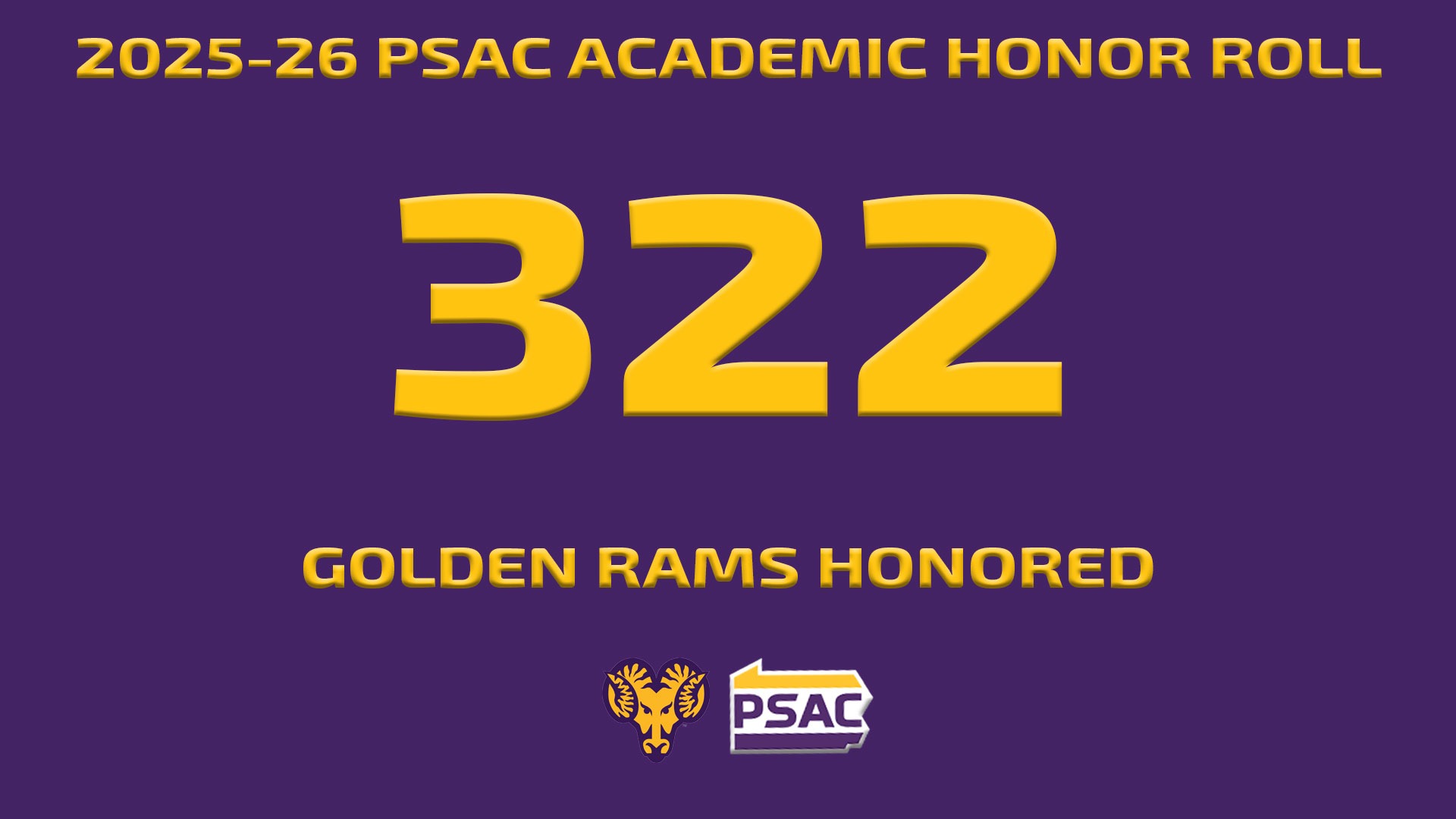 322 GOLDEN RAMS EARN PSAC SCHOLAR-ATHLETE HONOR