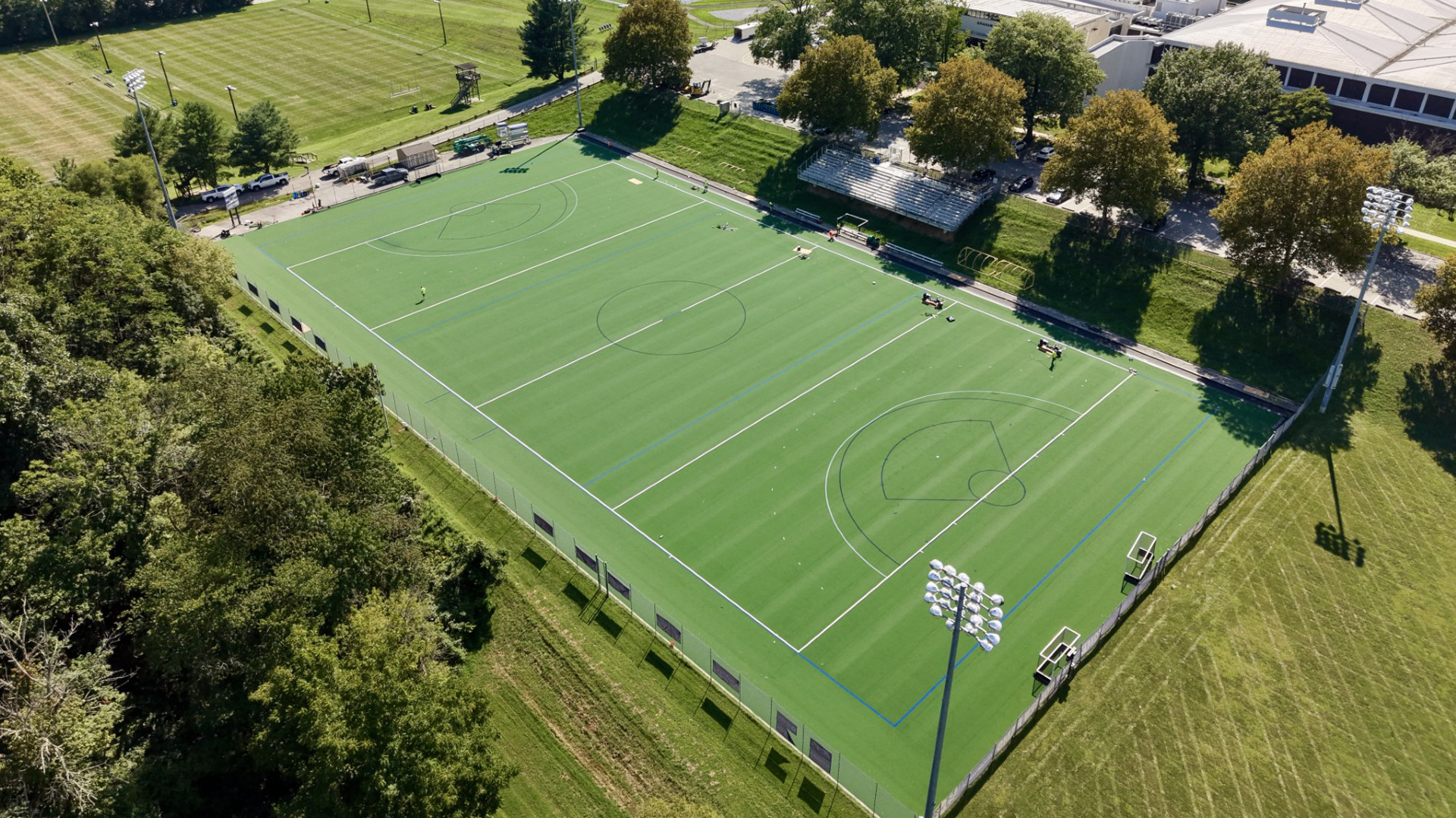 Vonnie Gros Field ariel photo with new turf installed in 2026