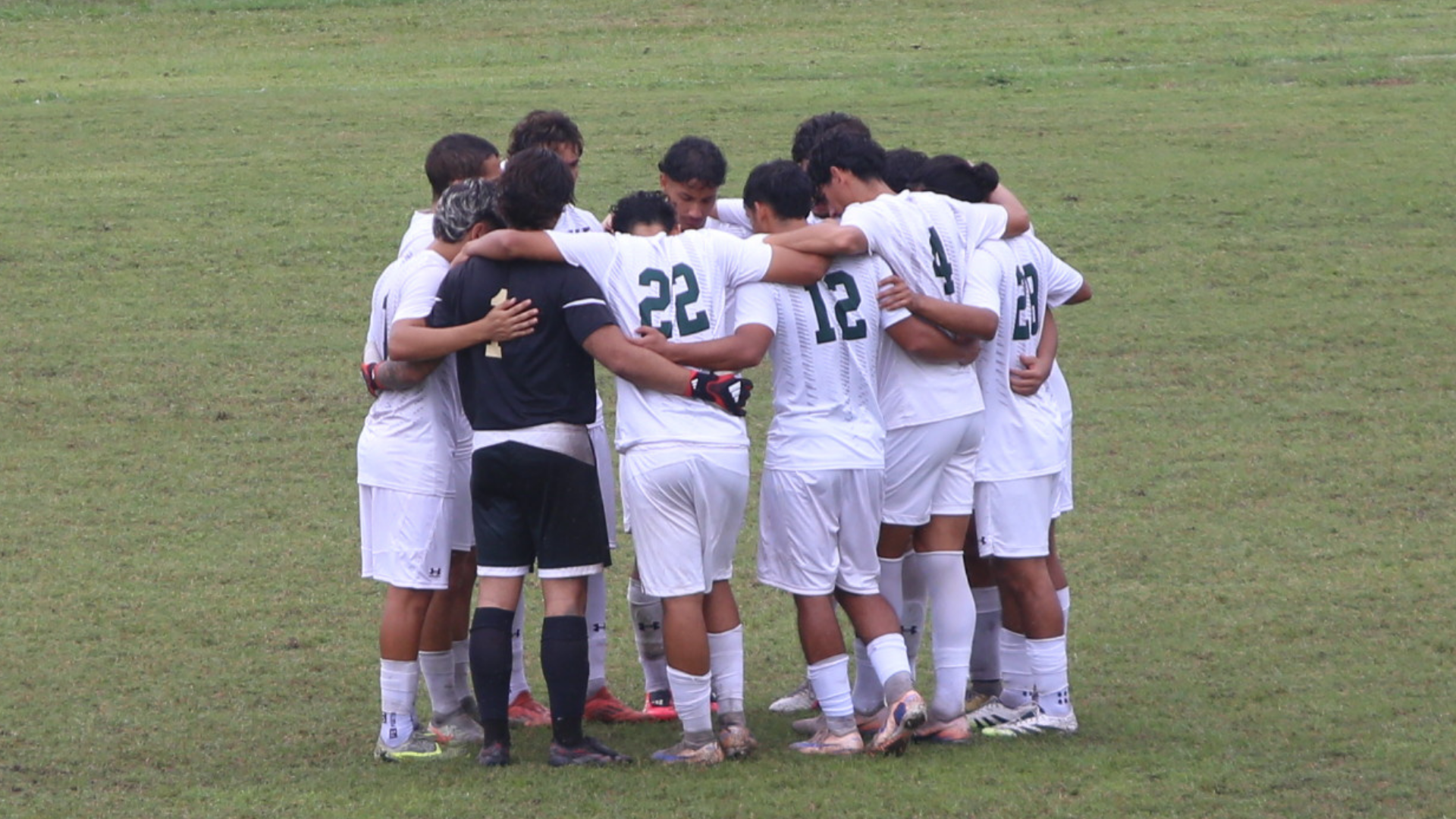 Men's Soccer Team Huddle against FNU 10.17.26