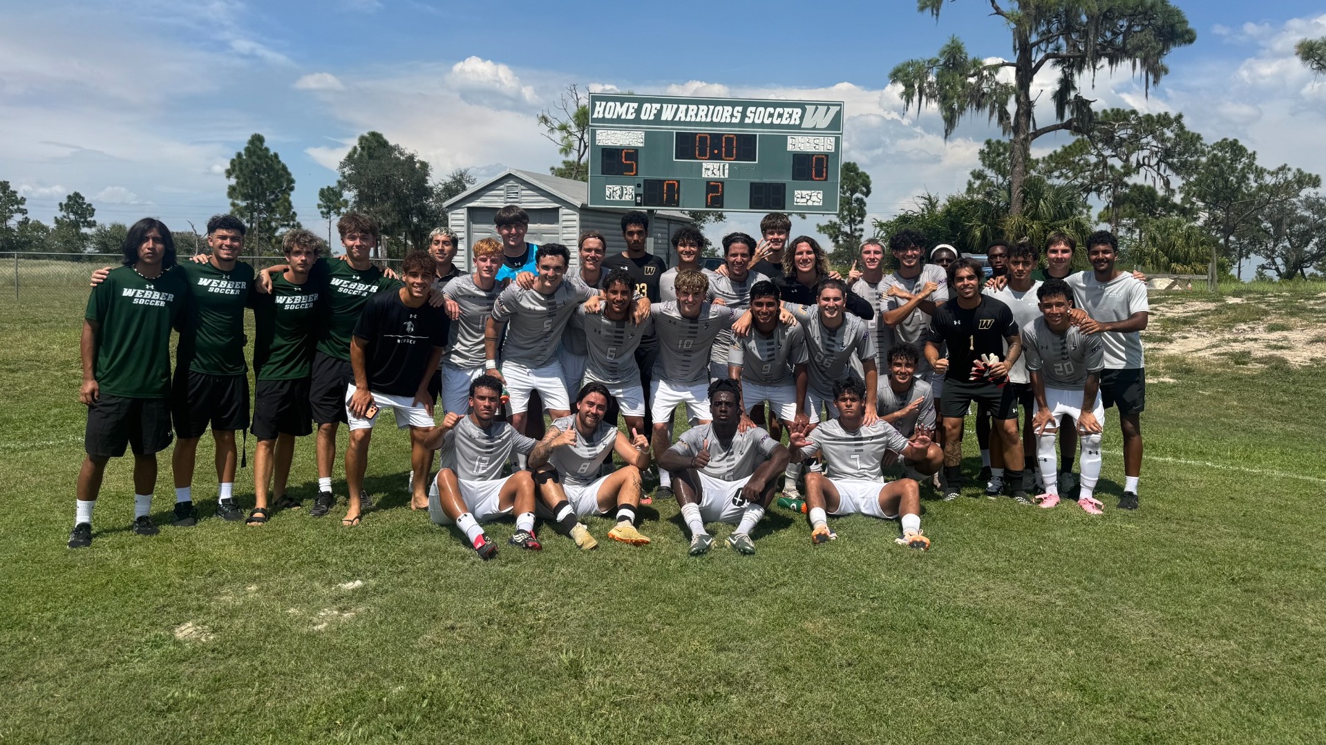 Men's Soccer Celebrating with 5-0 win against Brewton Parker in 2026 Season Opener