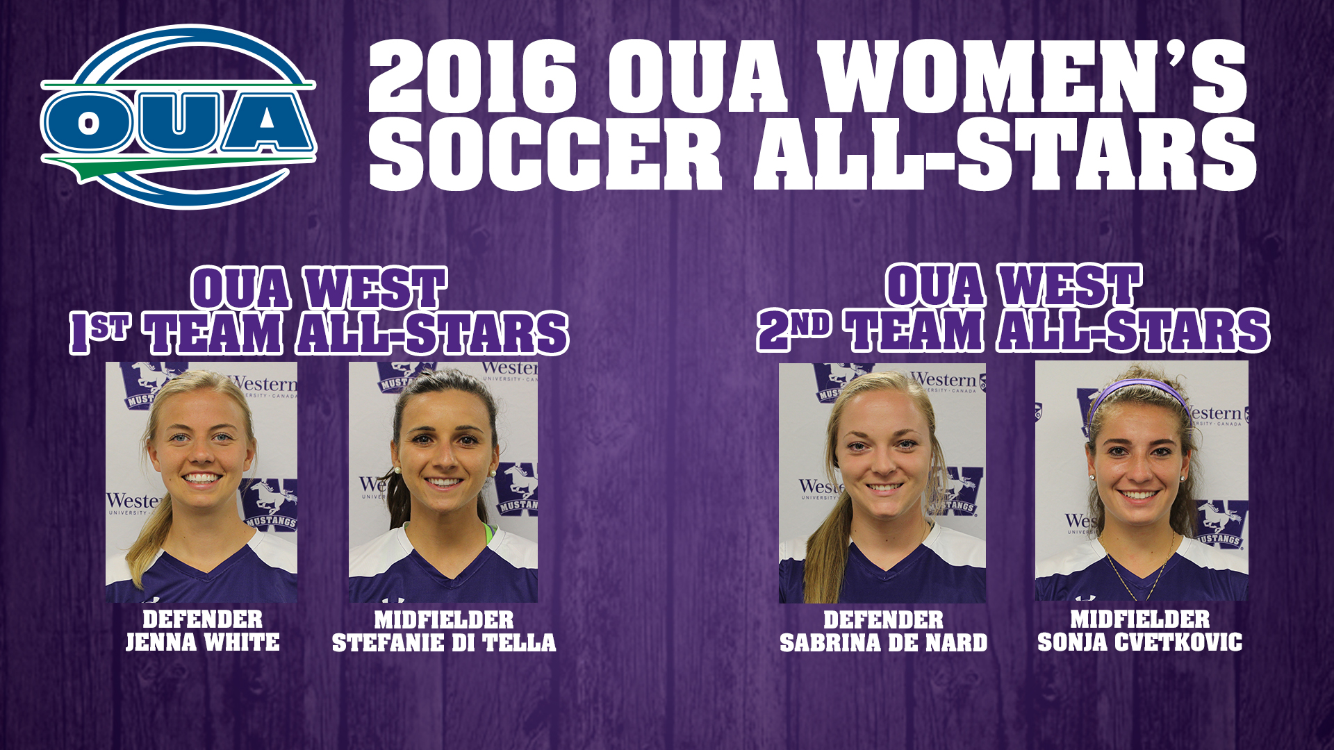 Four Mustangs named OUA Women's Soccer AllStars Western Mustangs Sports