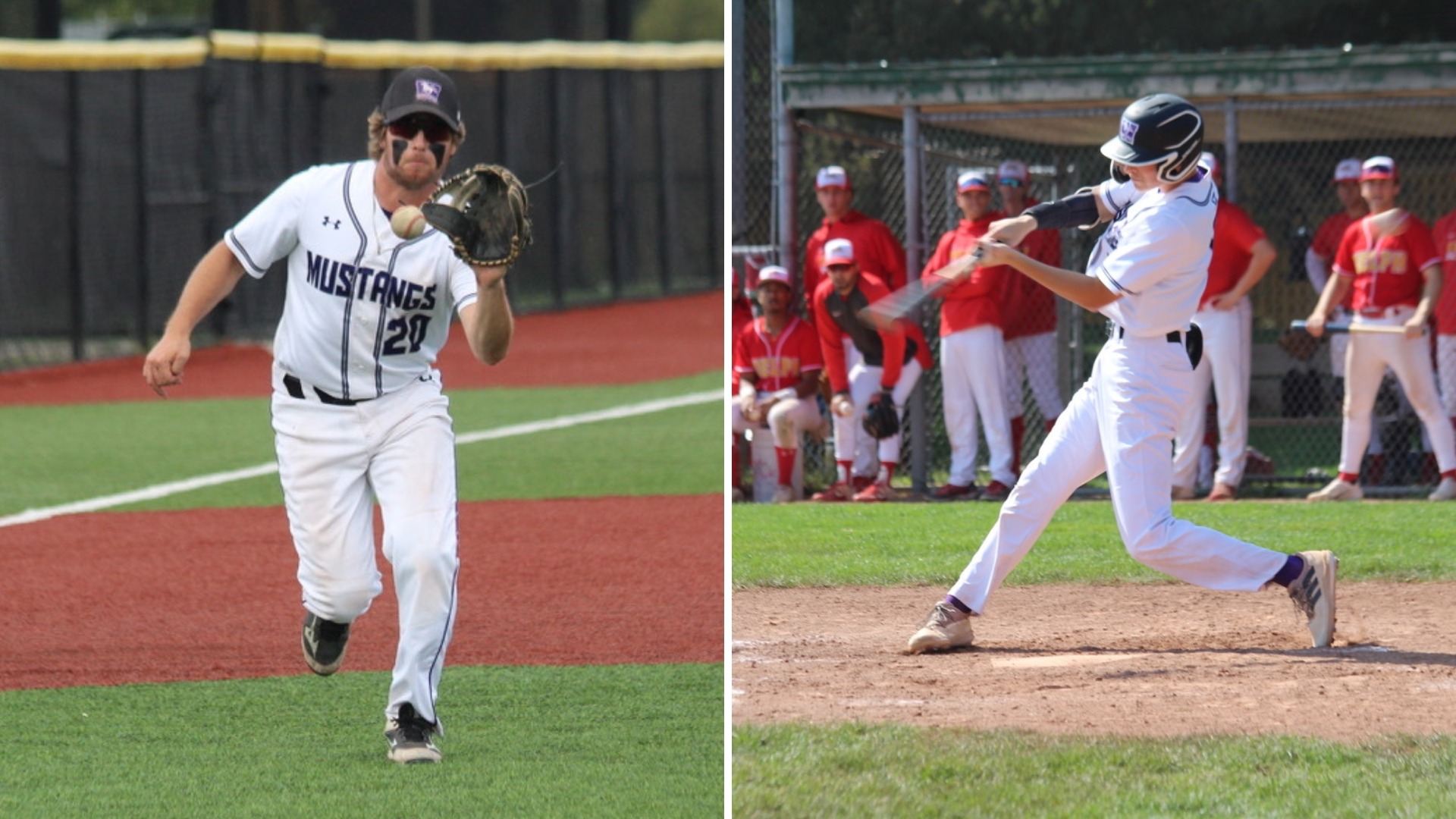 Mustangs Baseball players in action