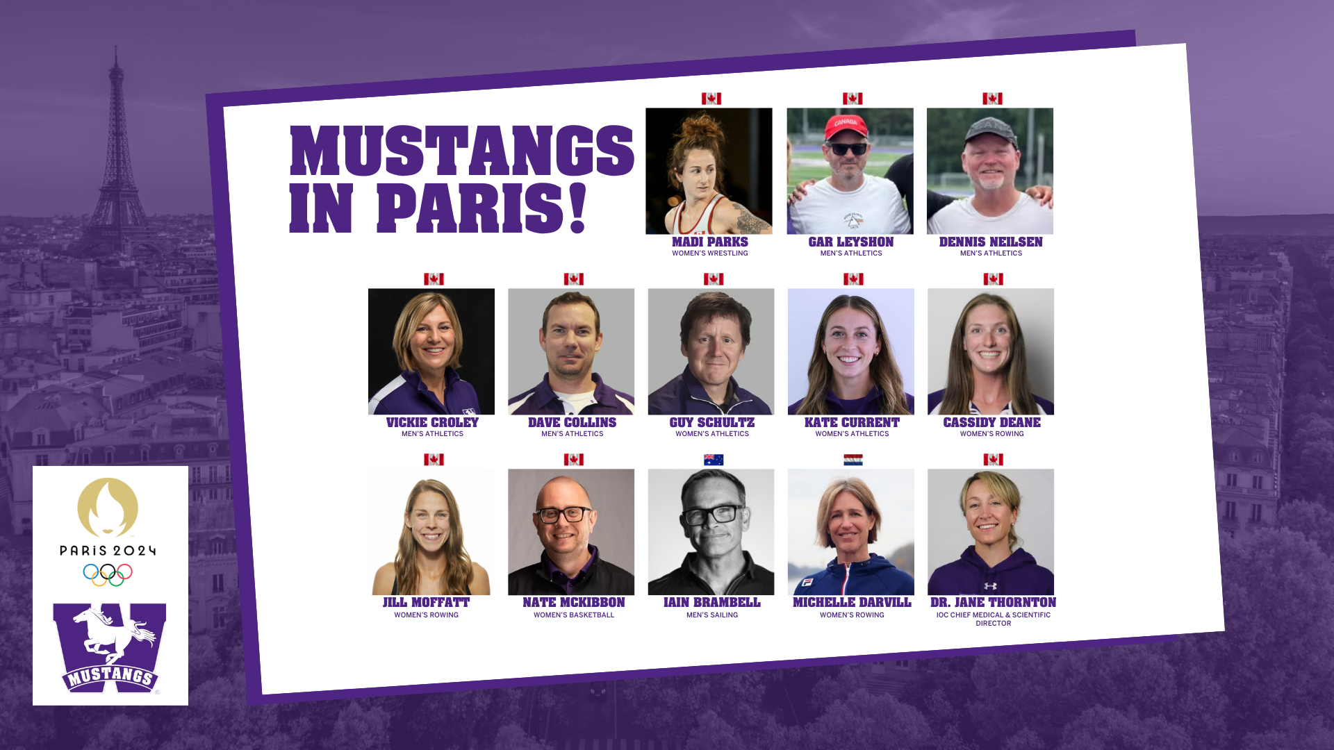 Mustangs in Paris: Head Shots of the 13 Mustangs who are in Paris for the 2024 Olympics