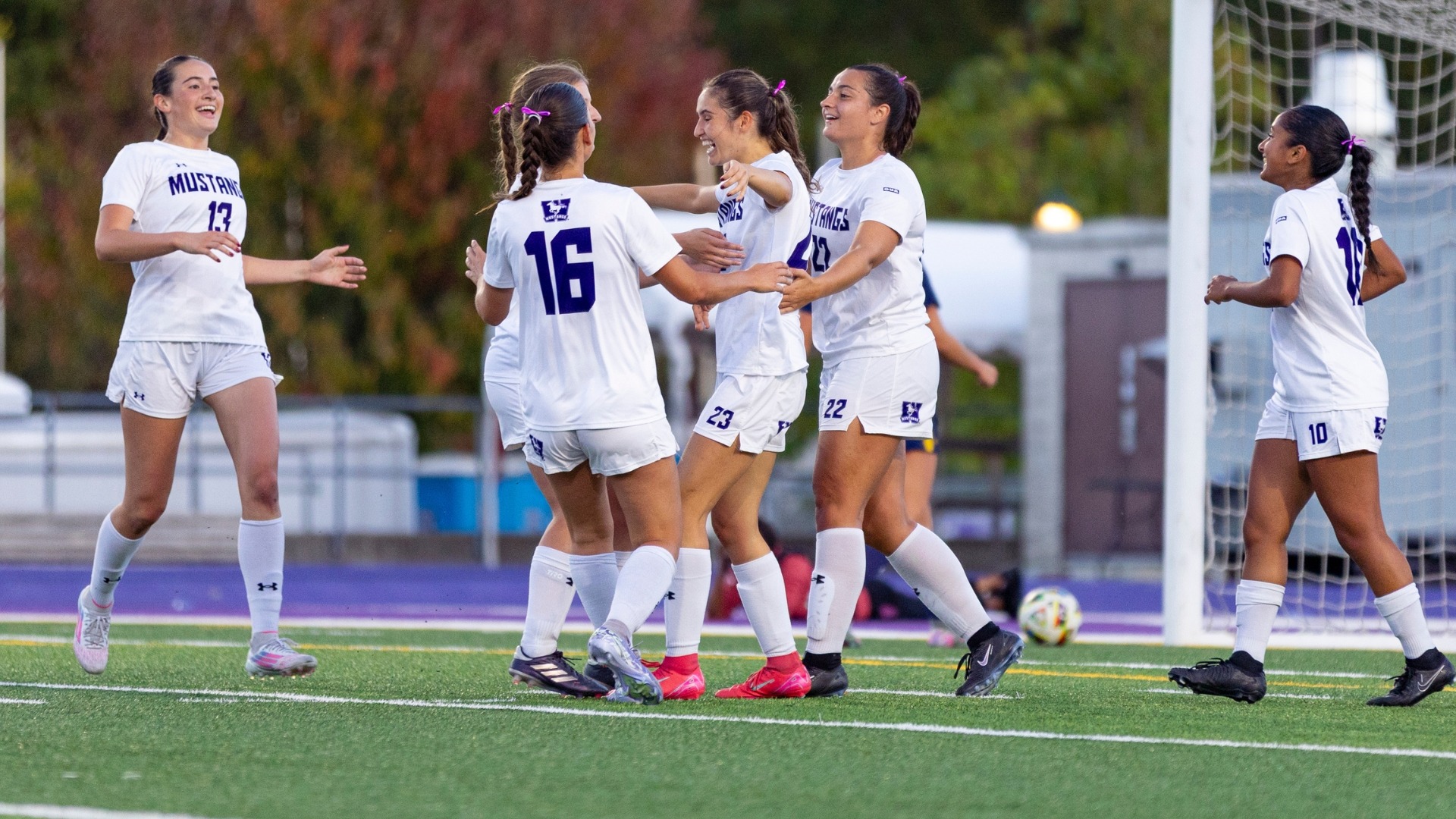 Mustangs celebrate a goal against Windsor