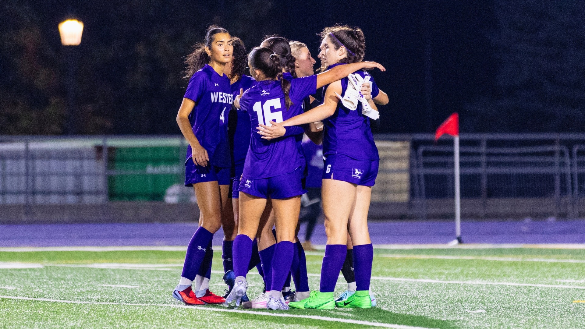 Mustangs celebrate goal against McMaster