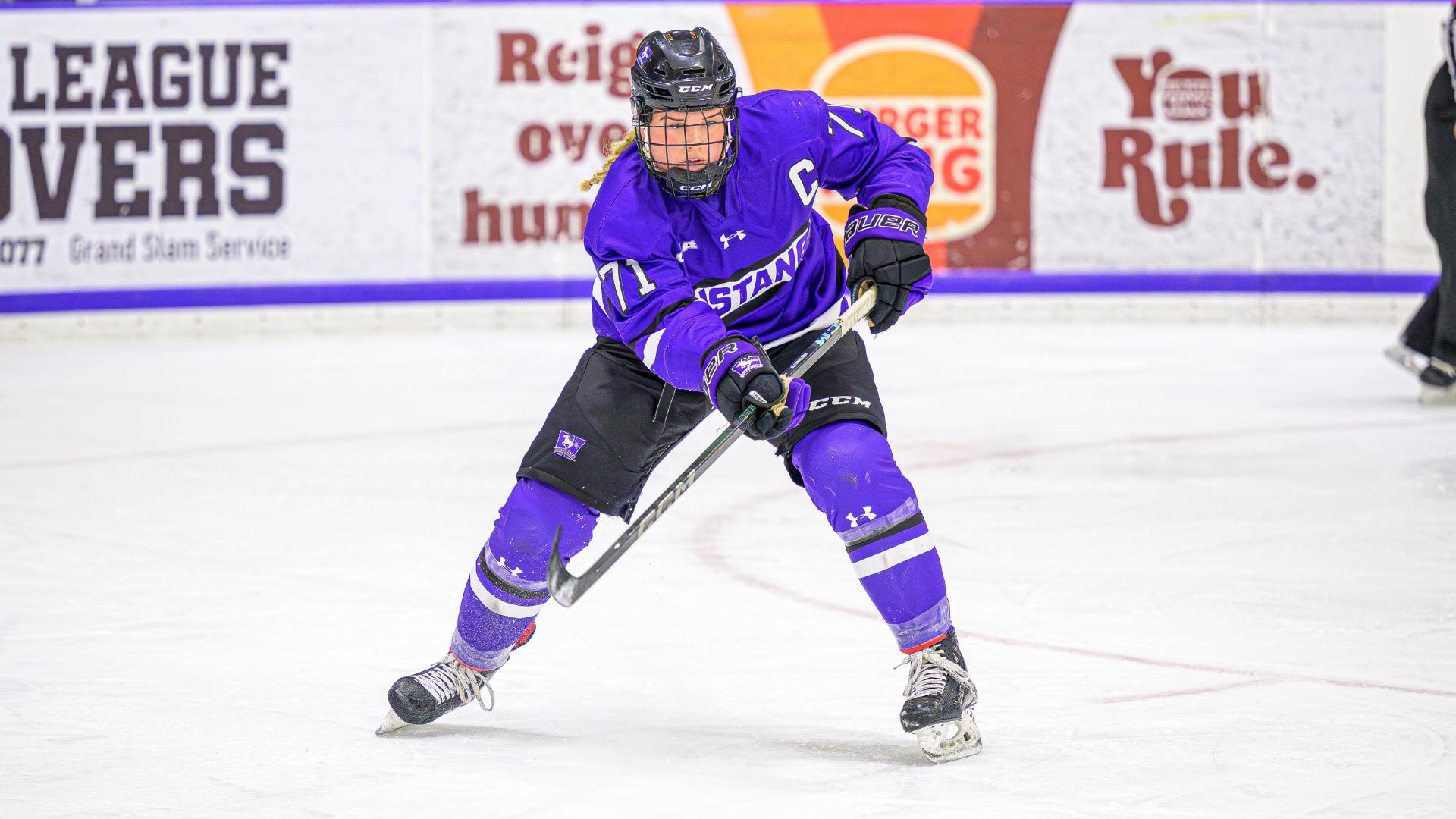 Emma Campbell plays the puck at Thompson Arena