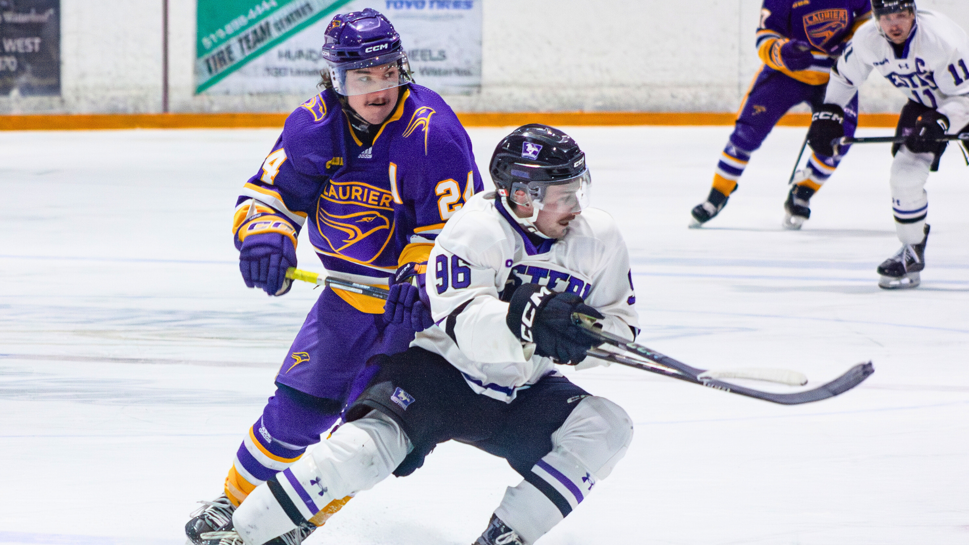 Zac McCann plays the puck against Laurier - January 24 2026