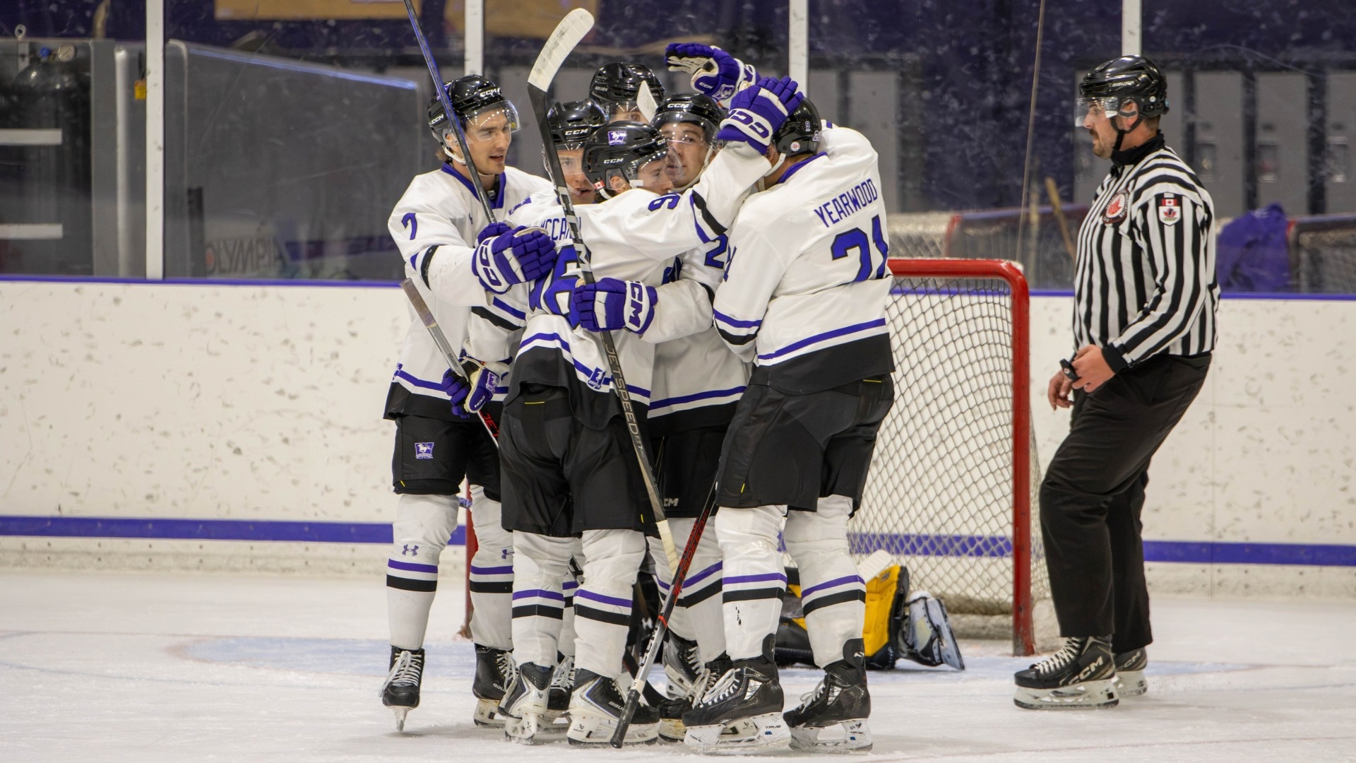 Mustangs celebrate a goal against Waterloo - Oct. 10 2026