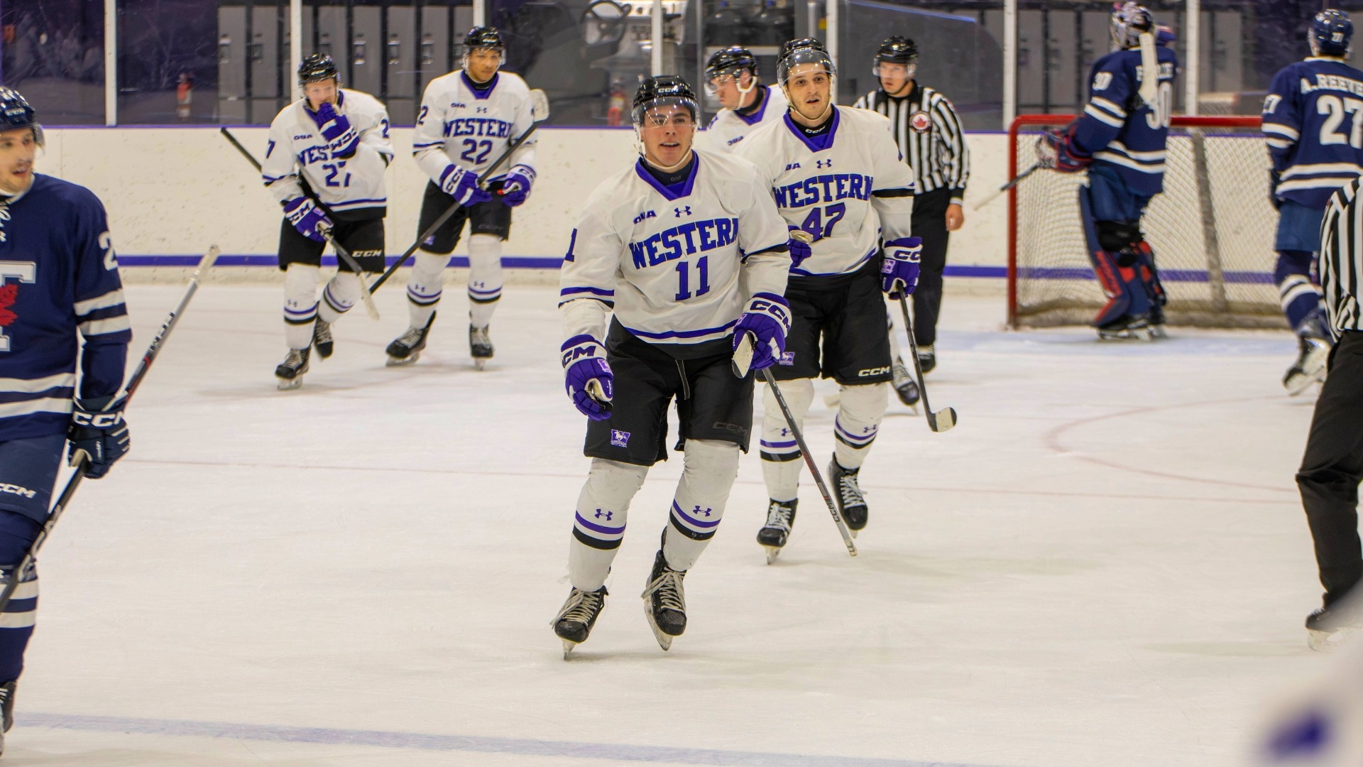 Darius Bachler celebrates a goal against Toronto