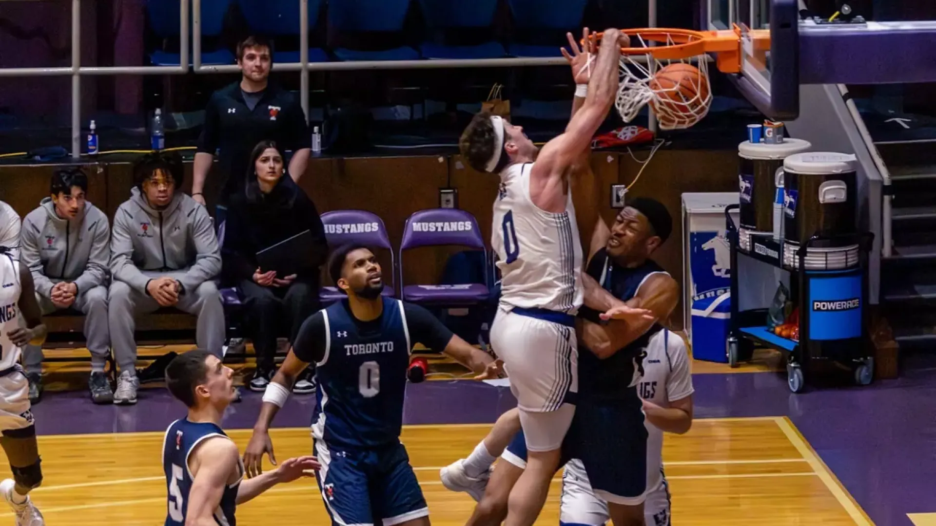Matteo Zagar drives the hoop against Toronto