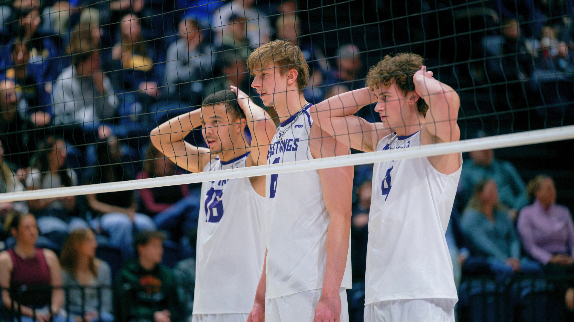 Mustangs await a serve against Windsor