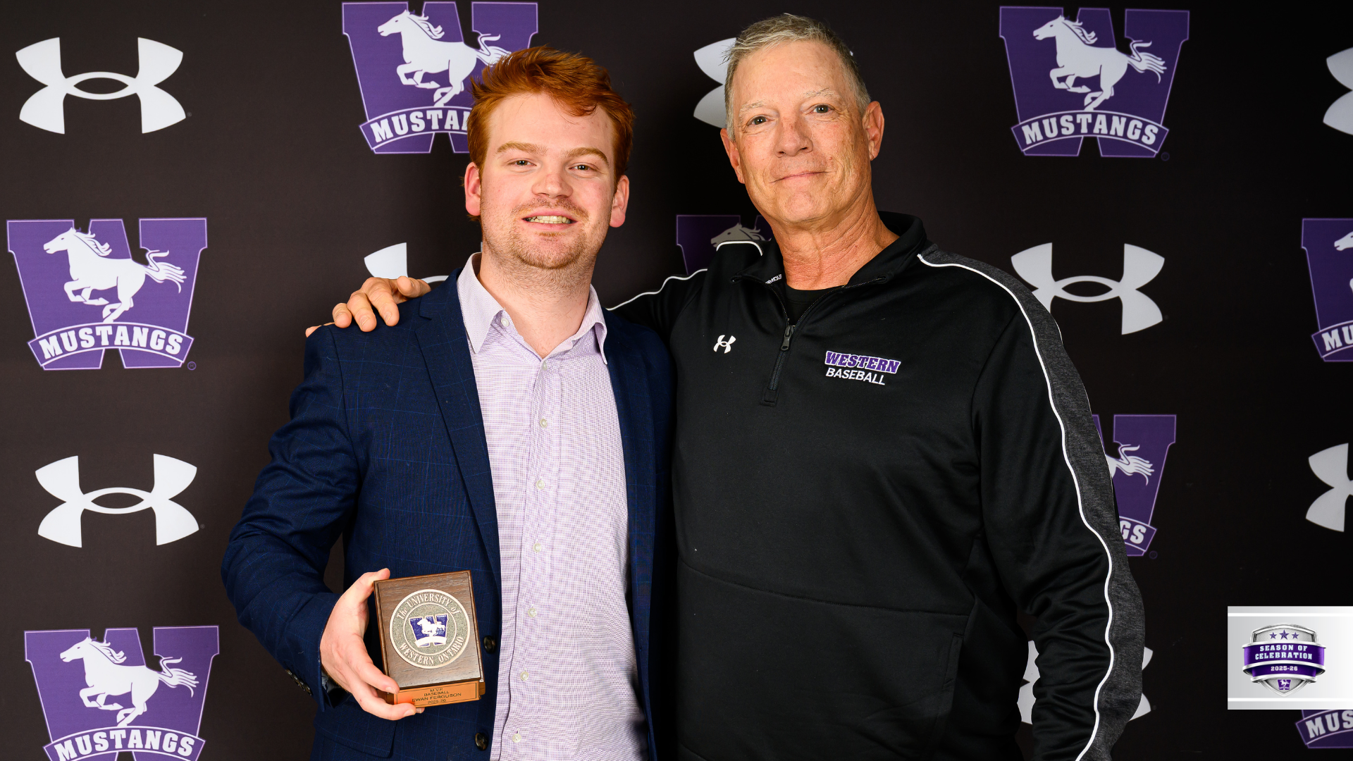 2026 Mustangs Baseball MVP Ewan Ferguson and Head Coach Mike Lumley