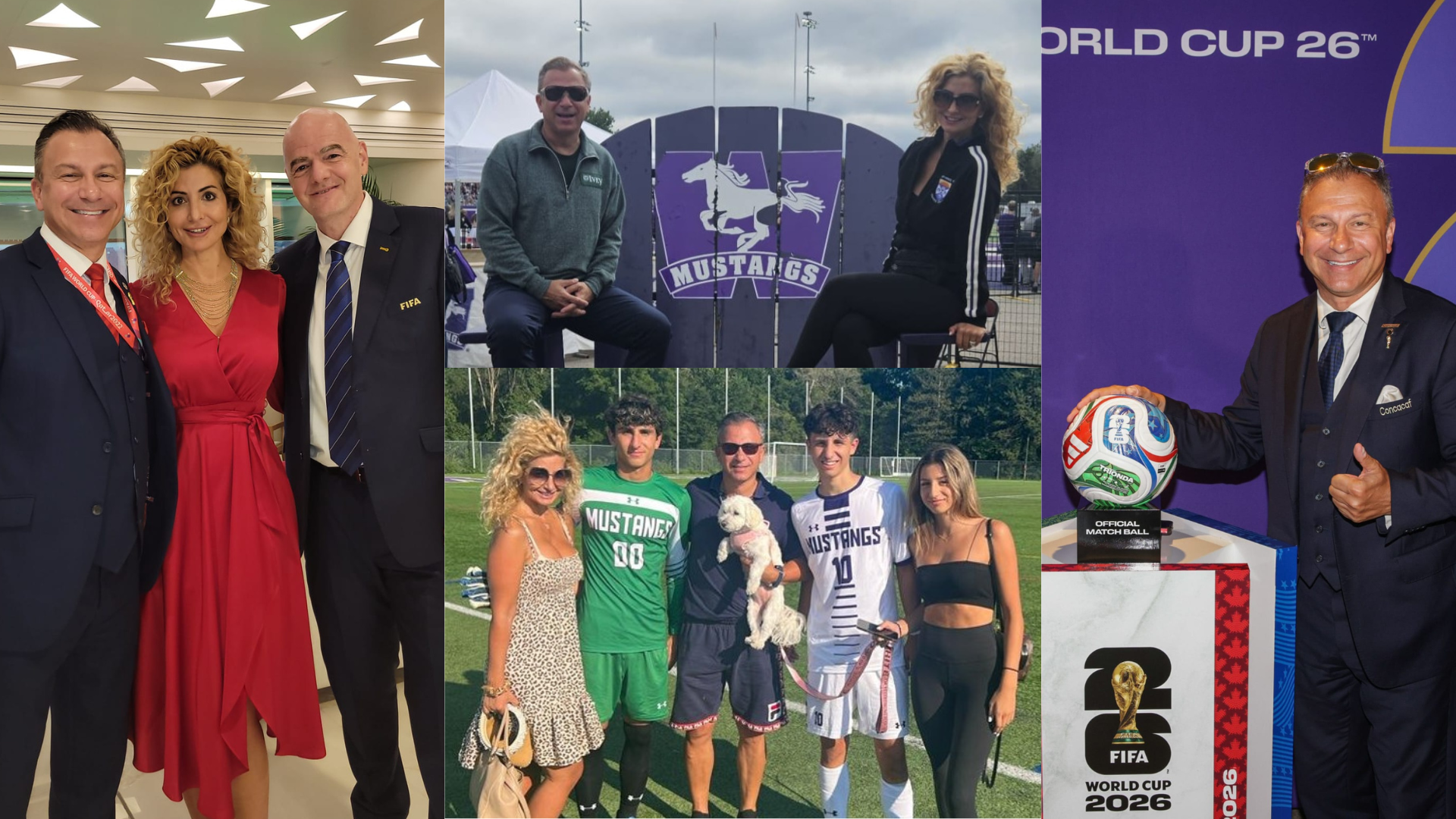 Collage of Photos of the Bontis Family and Nick Bontis with FIFA officials - photos are also embedded in article with more specific information