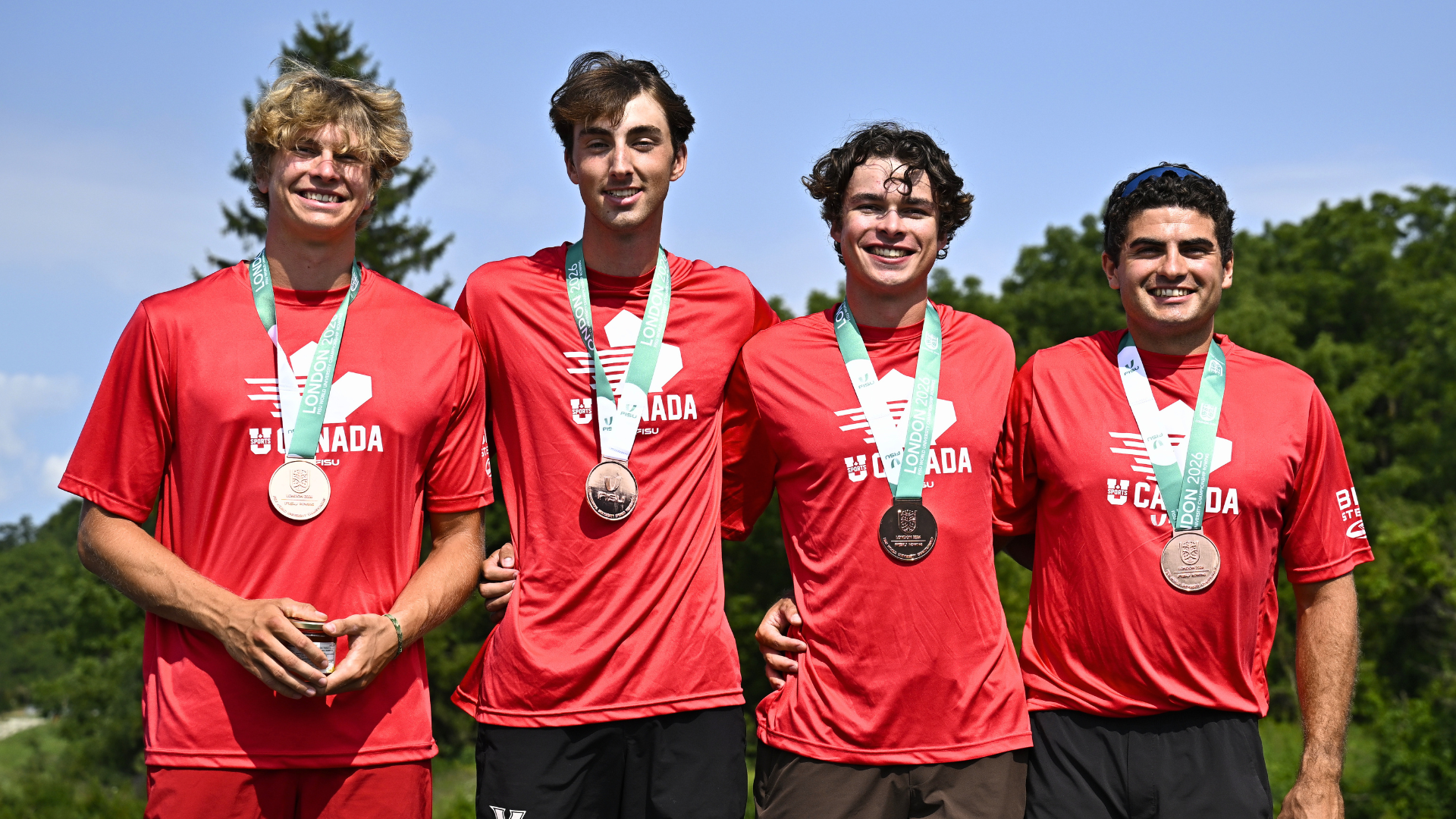 Mens four with bronze medals at 2026 FISU Rowing Championship