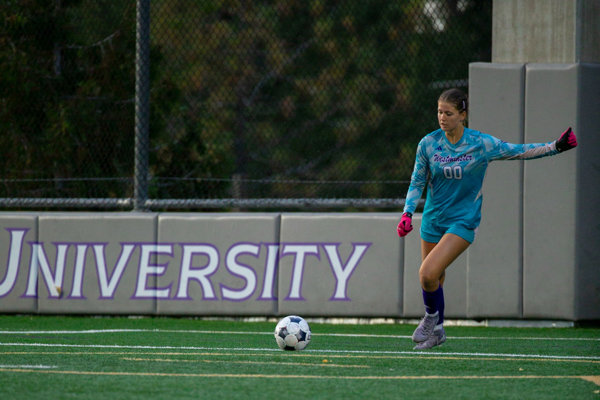 Marin Mackenzie attempting a goal kick