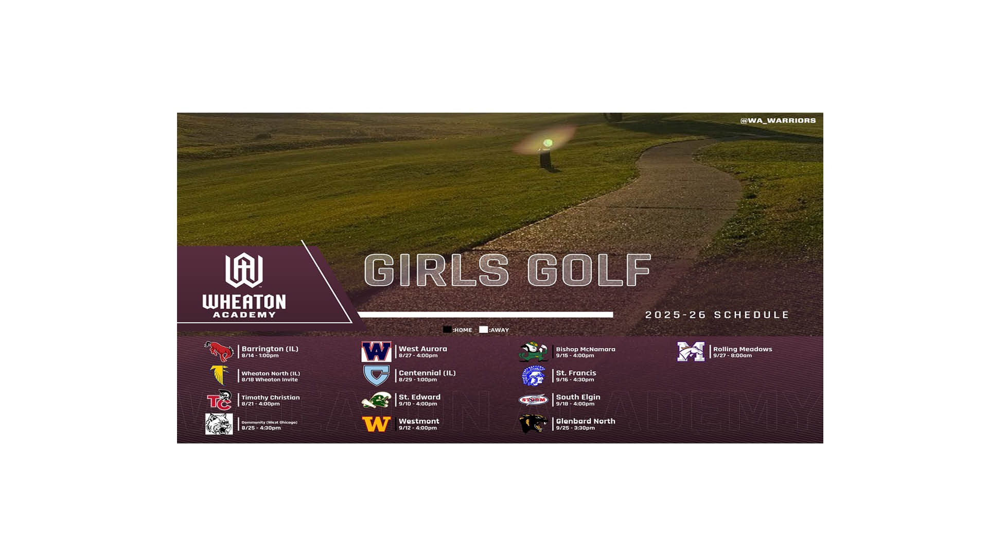 2025 Girls Golf Schedule