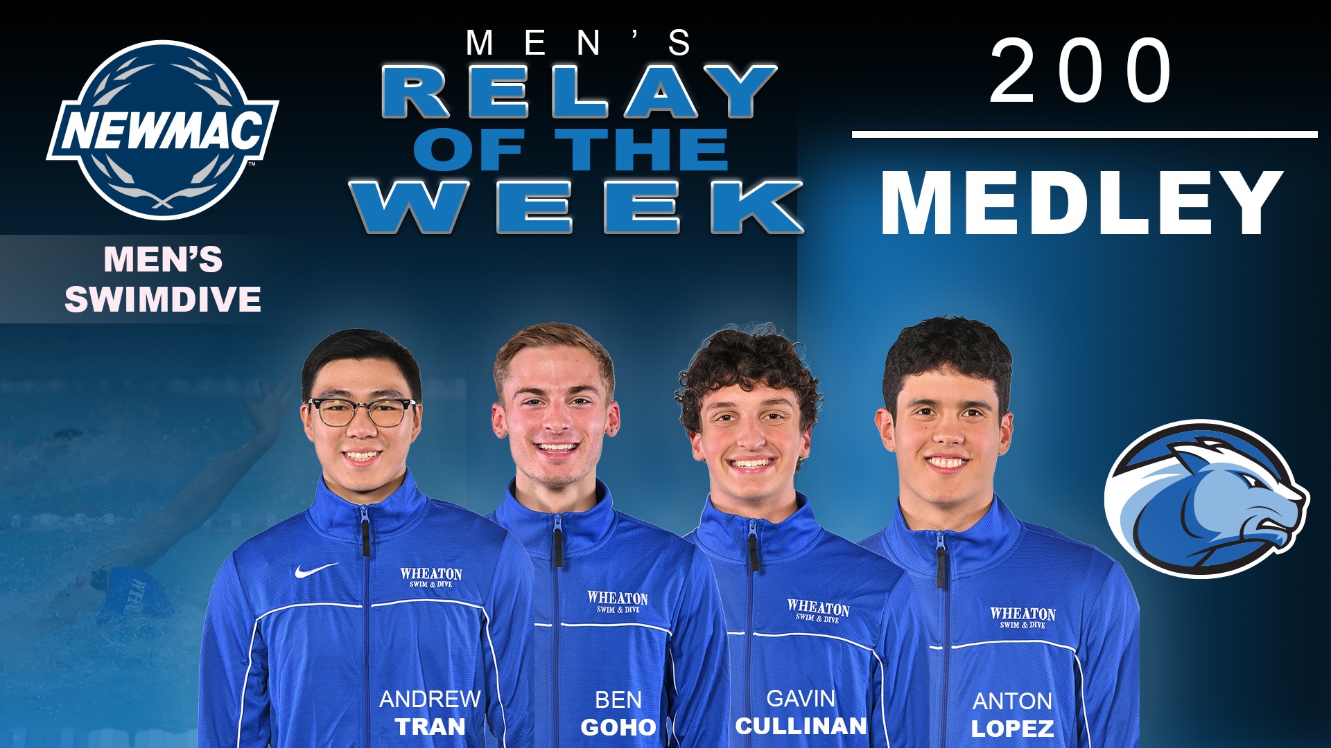 Men's Swimming 200Yard Medley Relay Named NEWMAC Relay of the Week