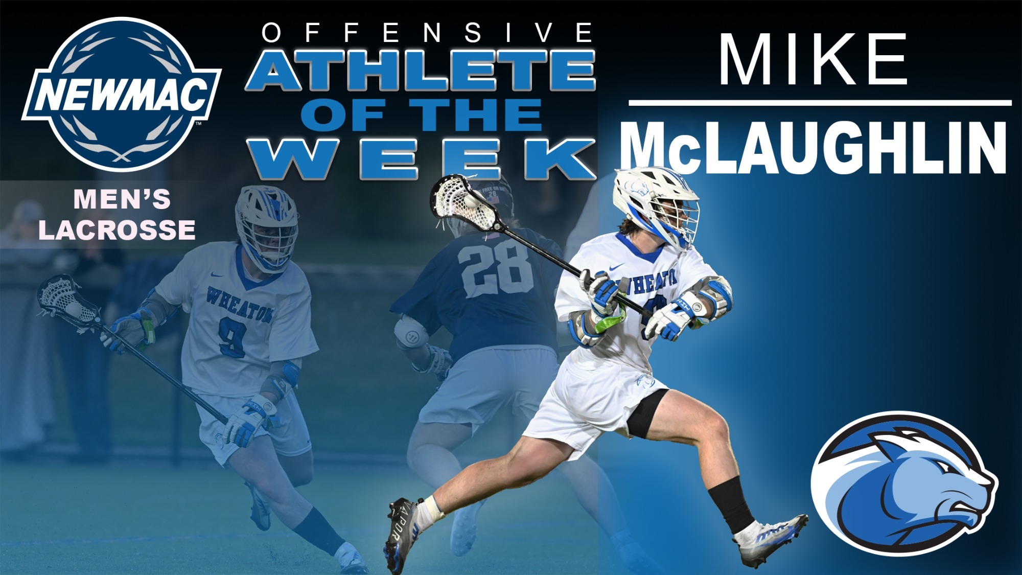 McLaughlin, Mike NEWMAC Men's Lacrosse Offensive Athlete of the Week graphic