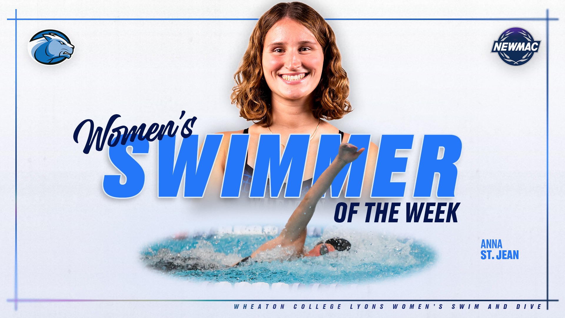 St. Jean, Anna NEWMAC Women's Swimmer of the Week graphic
