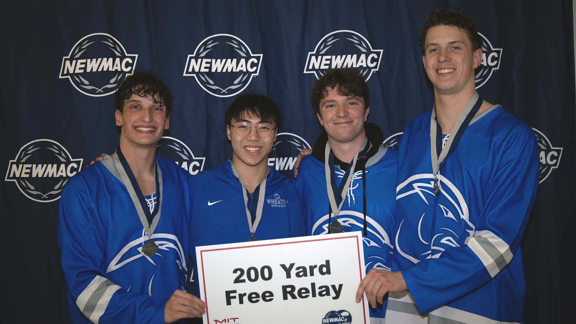 Cullinan, Gavin, Marcus Tran, Will Larson, Brian Hixson at 2026 NEWMAC SwimDive Championship