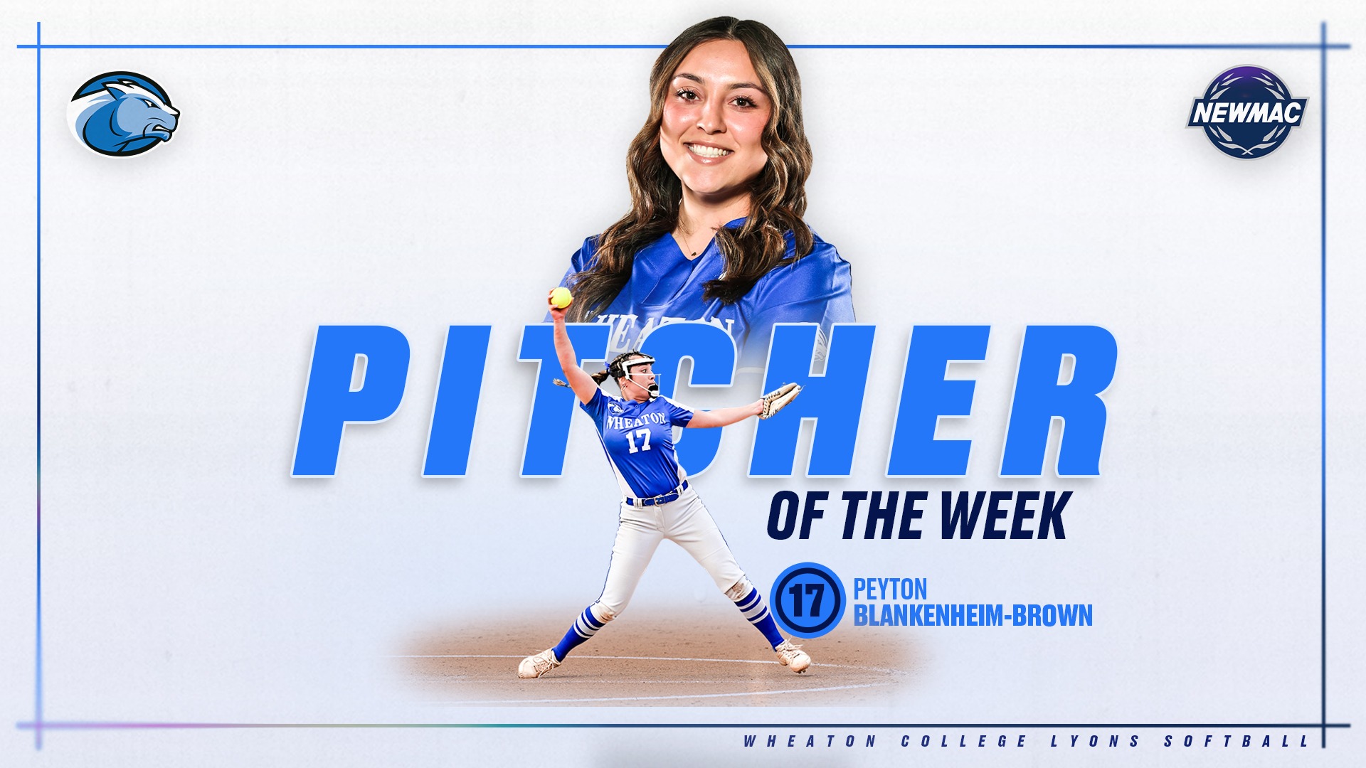 Blankenheim-Brown, Peyton Named NEWMAC Pitcher of the Week graphic