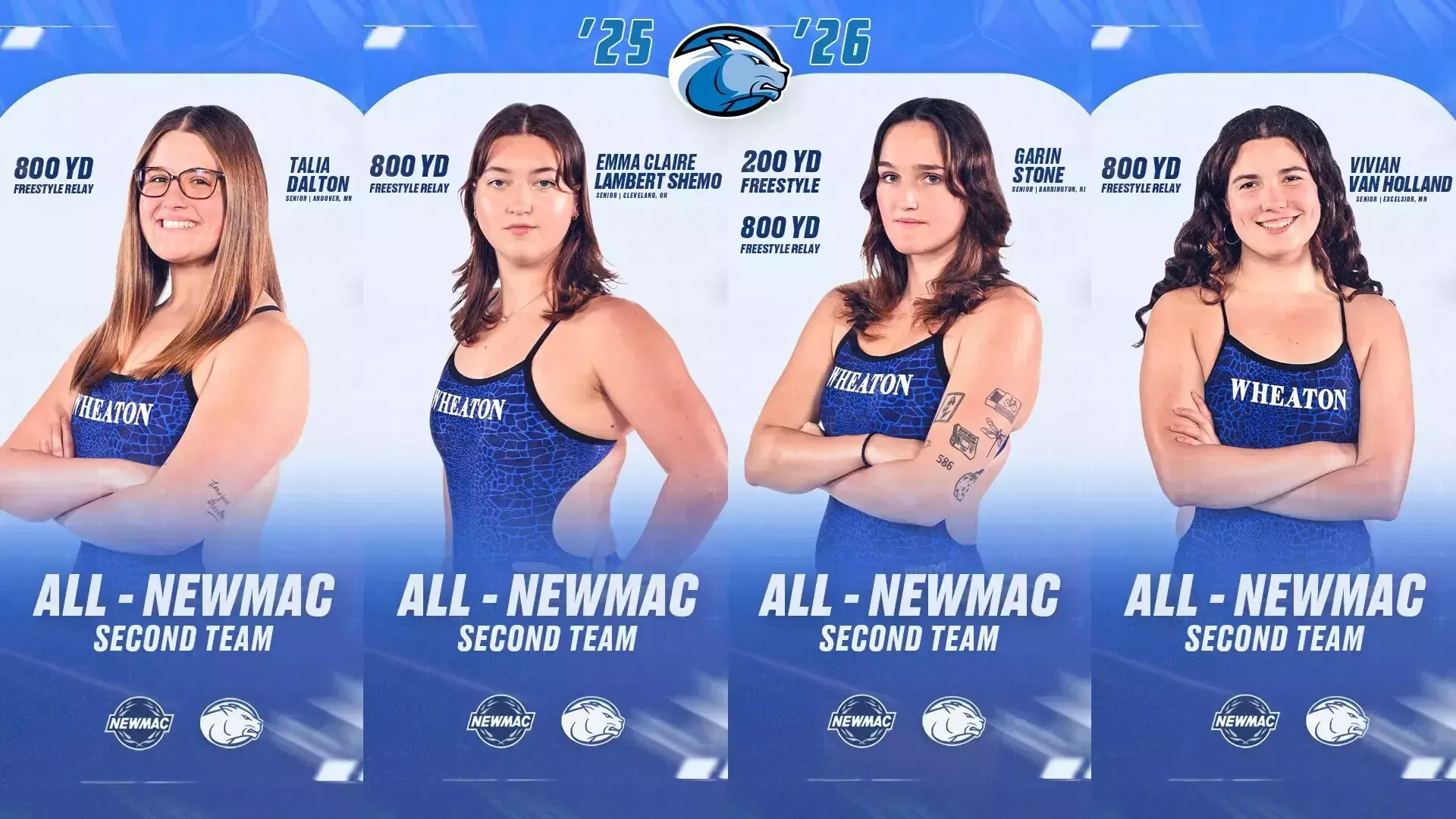 2025-26 NEWMAC Women's SwimDive All-Conference graphic