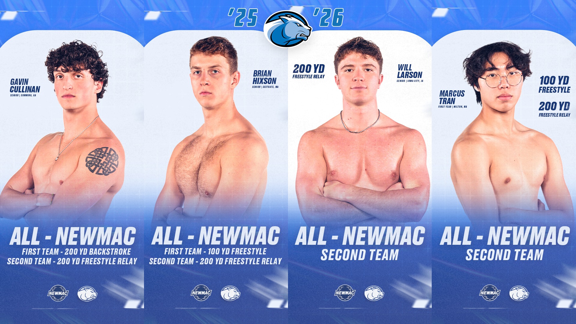 2025-26 NEWMAC Men's SwimDive All-Conference graphic