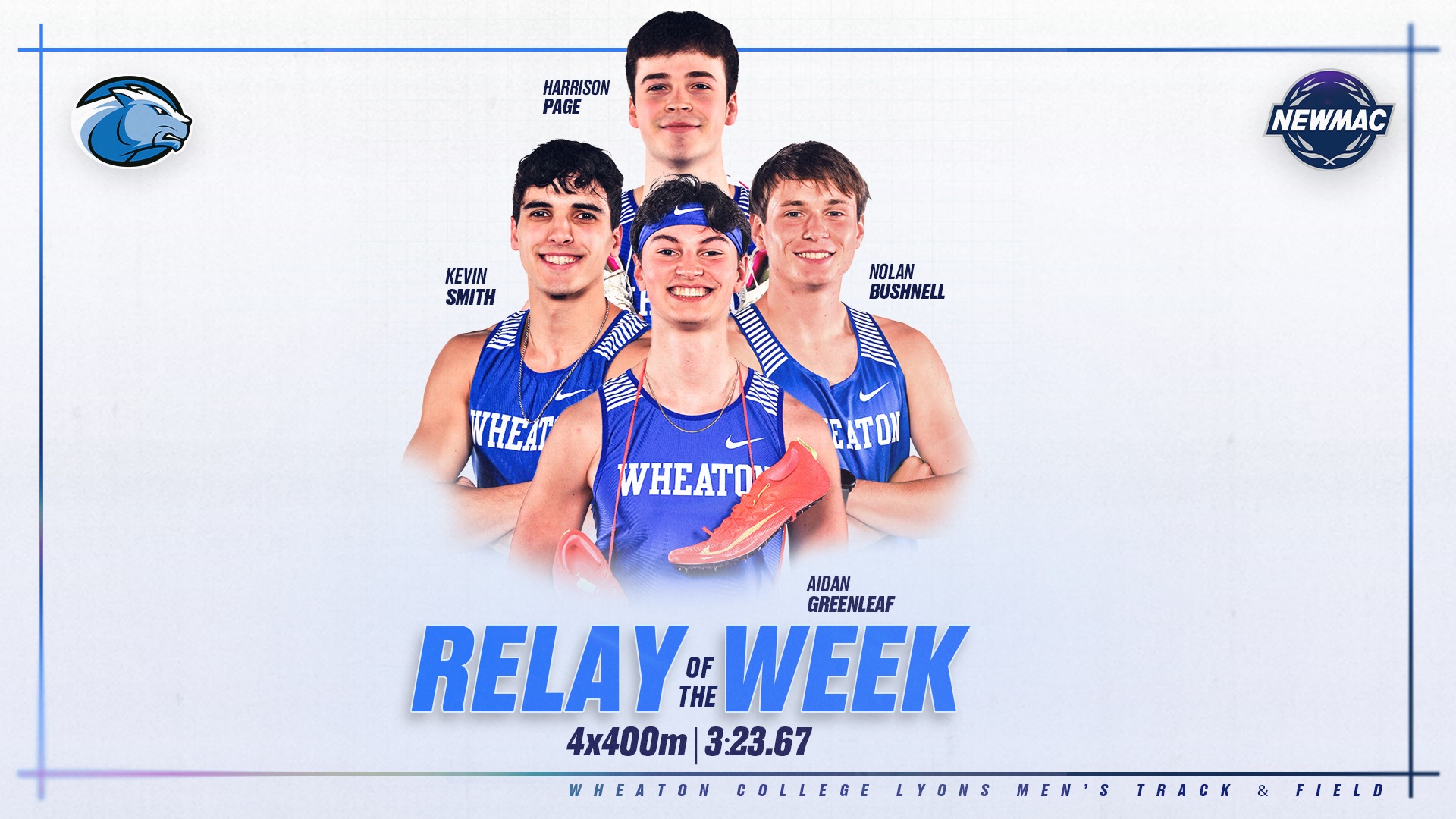 Men's 4X400 Relay NEWMAC Men's Track Relay of the Week graphic