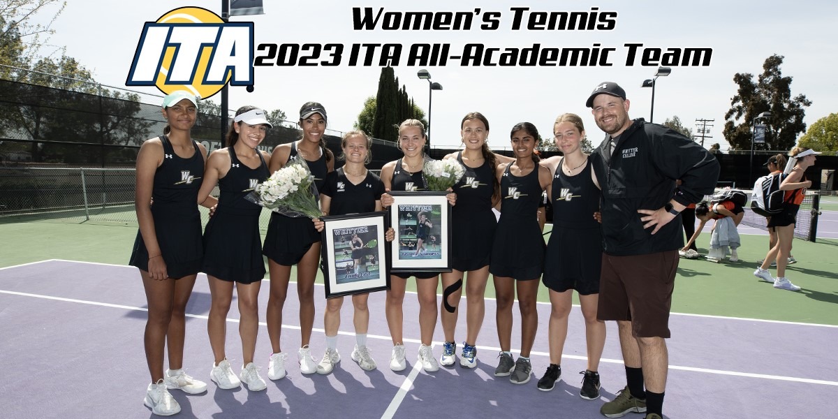 Team photo of Whittier College women's tennis team