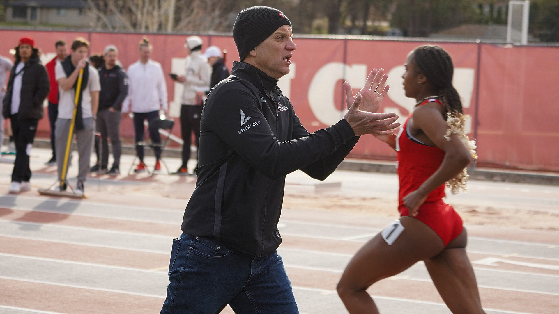 Toby Schwarz cheers at the Twilight meet