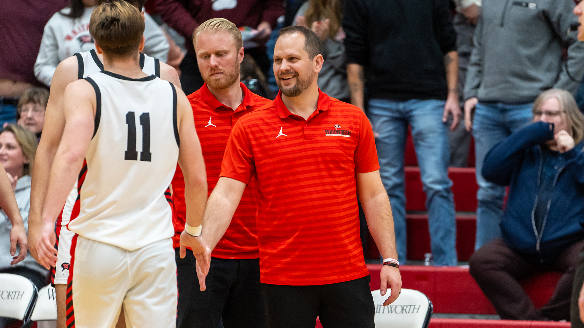 Damion Jablonski gives encouragement to the team vs. UPS