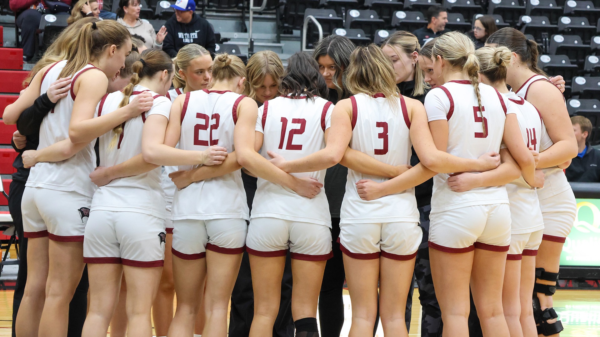 Team huddle vs Montana Tech 2025