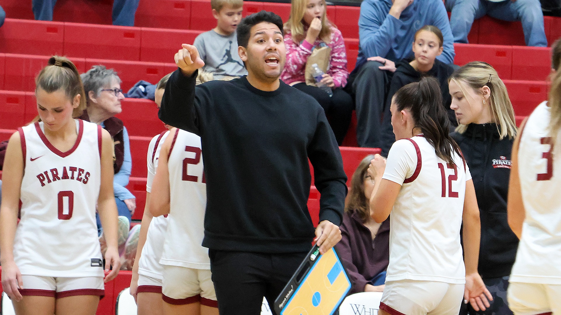 Kenny Love directs his team vs. Montana Tech 2025