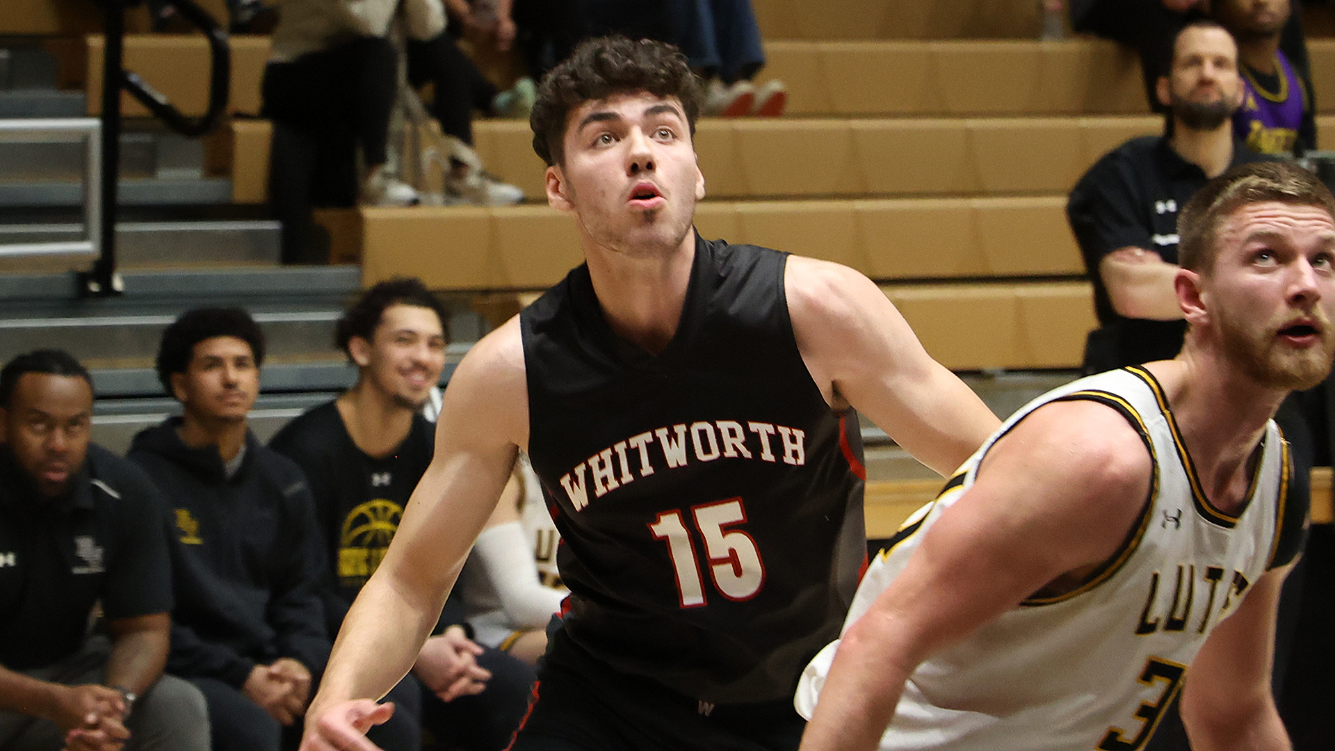 Stephen Behil looks for a chance for a rebound at PLU