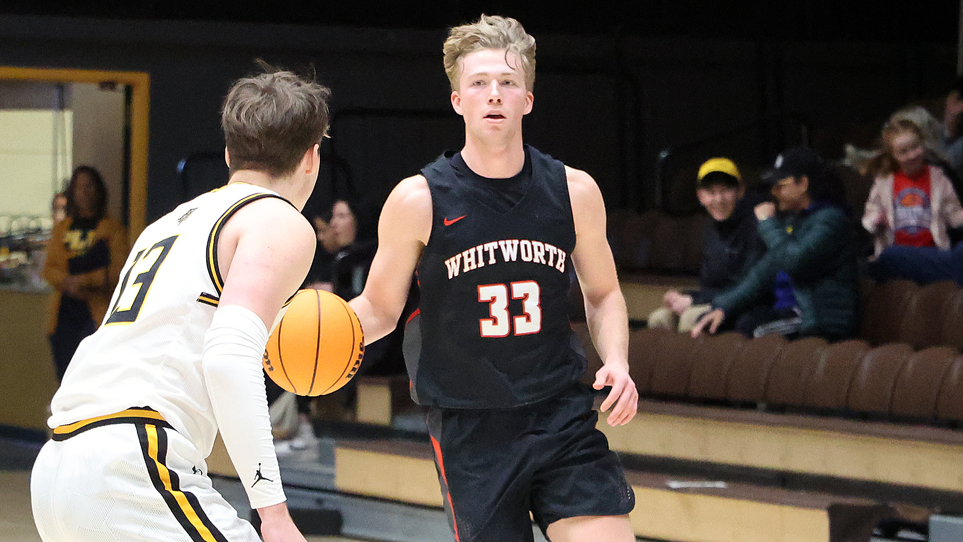 Colton Looney brings the ball across the timeline at PLU