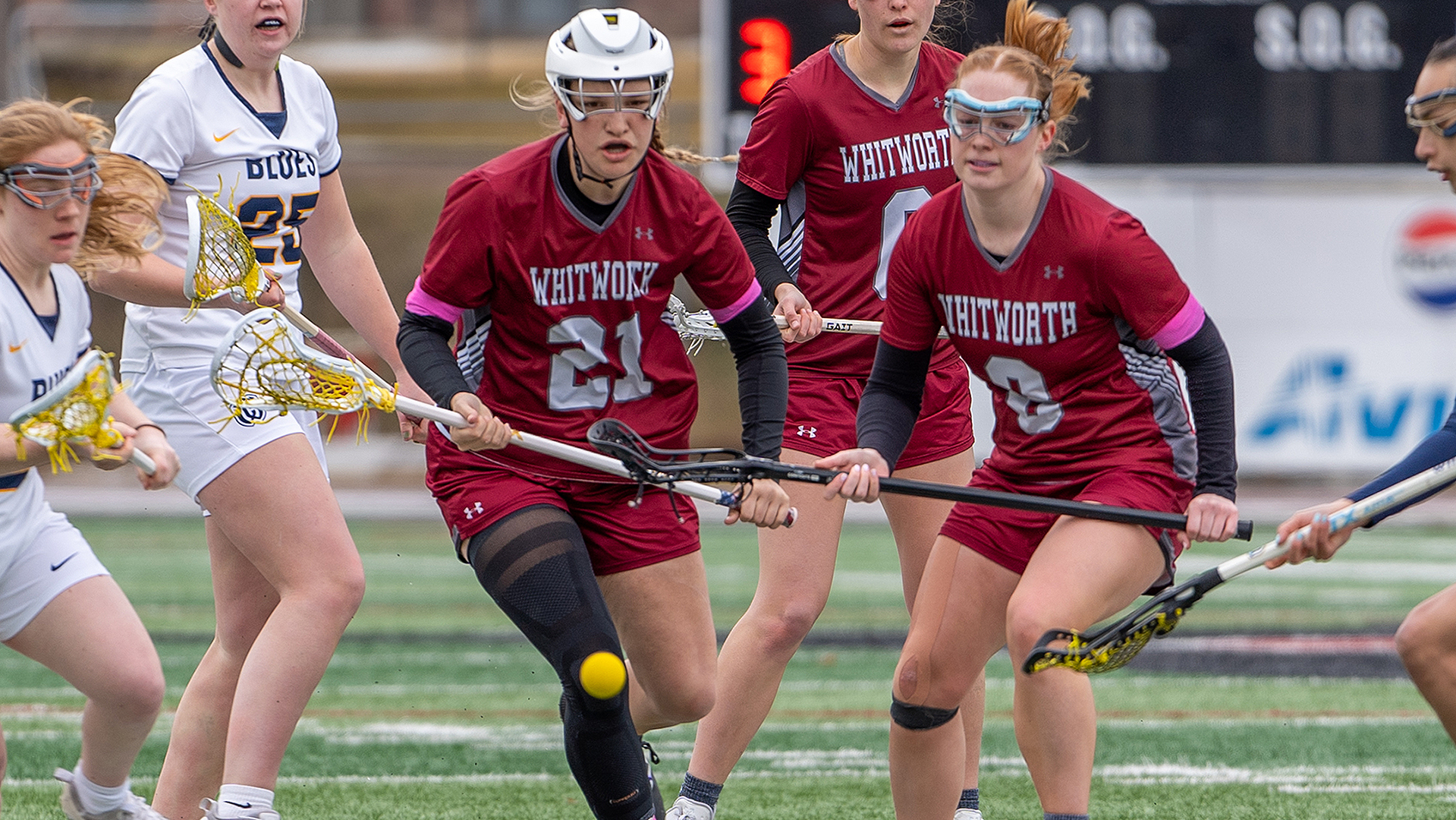 Campbell Vincent and Peyton Green race for a loose ball vs. Whitman