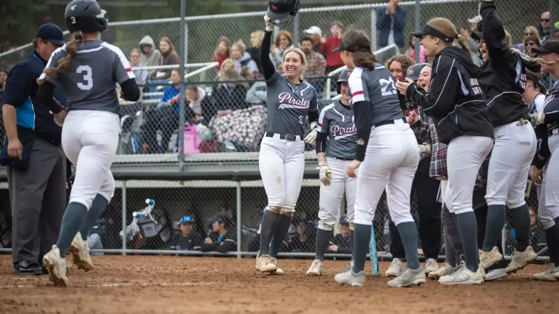 Kendel Sage trots home after go-ahead home run vs. George Fox. 