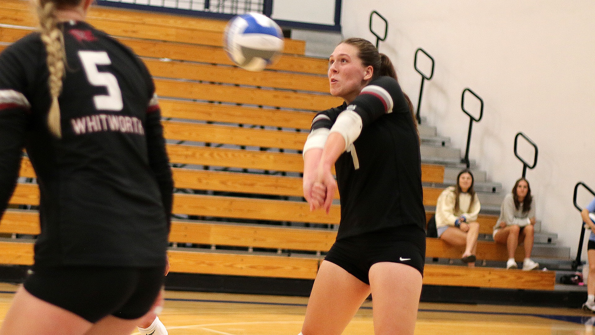 Alyssa Baird plays defense with another dig vs. Wisconsin Stout 2026