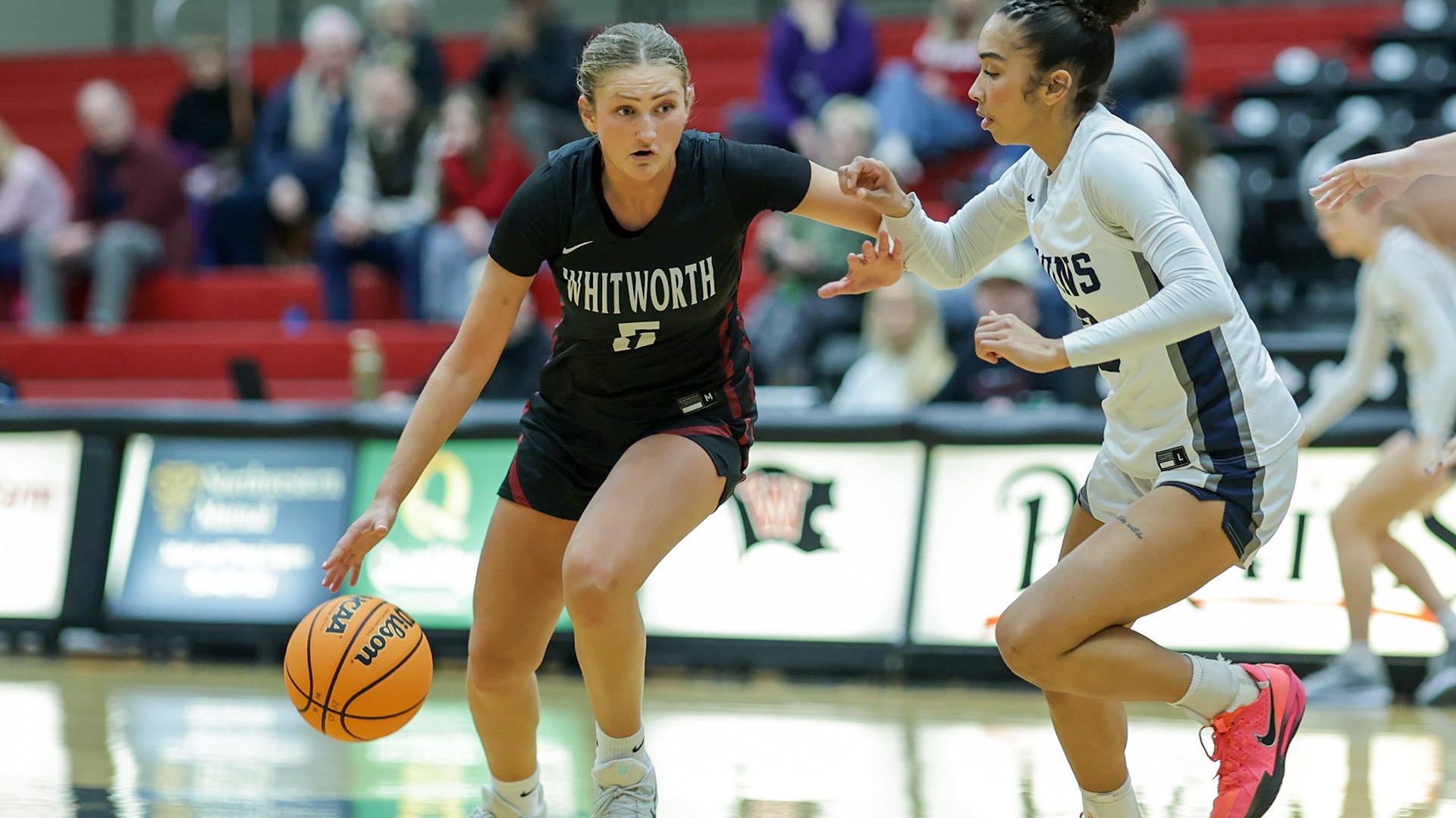 Ava DePew drives for an opening vs. George Fox 2025-26