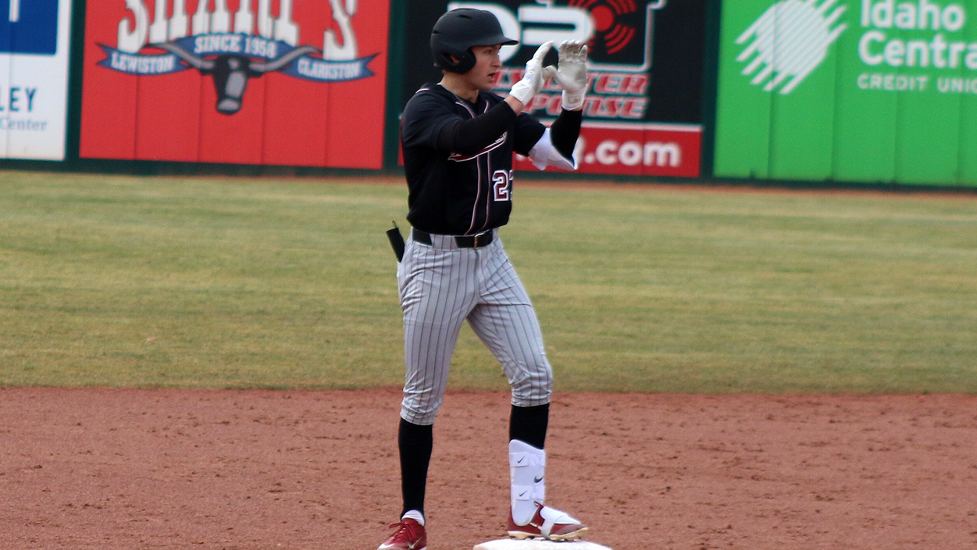 Emerson Fleck celebrates a double at LCSC 2026